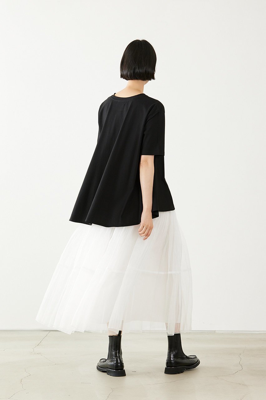 【アダワス/ADAWAS】のドライ コットン ジャージー フレアTシャツ 人気、トレンドファッション・服の通販 founy(ファニー) 　ファッション　Fashion　レディースファッション　Fashion for Women　トップス・カットソー　Cut & Sew Tops　シャツ・ブラウス・オフィスカジュアル　Elegant Blouses & Button-Ups　ロングTシャツ・Tシャツ　Longline T-Shirts & Tees　カットソー・ベーシックTシャツ　Cut-and-Sewn Tops / Stretch Tees & Basics　ショート　Short, Short Length　シルク　Silk, 100% Silk　スリーブ　Sleeve, Long Sleeve / Short Sleeve　ドレープ　Drape, Draping Fabric　フレア　Flare, Flared　エレガント 上品　Elegant　夏　Summer　other-7|ID: prp329100004932772 ipo3291000000037024503