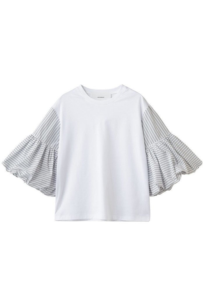 【アダワス/ADAWAS】のコットン ジャージー Tシャツ インテリア・キッズ・メンズ・レディースファッション・服の通販 founy(ファウニー) https://founy.com/ ファッション Fashion レディースファッション Fashion for Women トップス・カットソー Cut & Sew Tops シャツ・ブラウス・オフィスカジュアル Elegant Blouses & Button-Ups ロングTシャツ・Tシャツ Longline T-Shirts & Tees カットソー・ベーシックTシャツ Cut-and-Sewn Tops / Stretch Tees & Basics ショート Short, Short Length シルケット Silket, Silky Cotton スリーブ Sleeve, Long Sleeve / Short Sleeve タイプライター Typewriter Fabric, Crisp Cotton フレア Flare, Flared エレガント 上品 Elegant ビジネス 仕事 通勤 Business / Work / Commuting 再入荷 Restock / Back in Stock |ID: prp329100004932773 ipo3291000000037024505