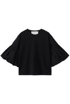 【アダワス/ADAWAS】のコットン ジャージー Tシャツ 人気、トレンドファッション・服の通販 founy(ファニー) ファッション Fashion レディースファッション Fashion for Women トップス・カットソー Cut & Sew Tops シャツ・ブラウス・オフィスカジュアル Elegant Blouses & Button-Ups ロングTシャツ・Tシャツ Longline T-Shirts & Tees カットソー・ベーシックTシャツ Cut-and-Sewn Tops / Stretch Tees & Basics ショート Short, Short Length シルケット Silket, Silky Cotton スリーブ Sleeve, Long Sleeve / Short Sleeve タイプライター Typewriter Fabric, Crisp Cotton フレア Flare, Flared エレガント 上品 Elegant ビジネス 仕事 通勤 Business / Work / Commuting thumbnail ブラック|ID: prp329100004932773 ipo3291000000037024508