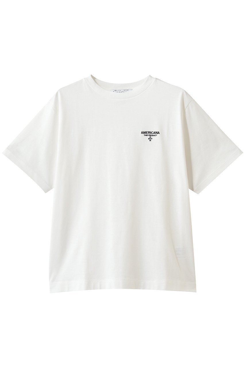 【アメリカーナ/Americana】のエンブロイダリーTシャツ インテリア・キッズ・メンズ・レディースファッション・服の通販 founy(ファニー) 　ファッション　Fashion　レディースファッション　Fashion for Women　トップス・カットソー　Cut & Sew Tops　シャツ・ブラウス・オフィスカジュアル　Elegant Blouses & Button-Ups　ロングTシャツ・Tシャツ　Longline T-Shirts & Tees　カットソー・ベーシックTシャツ　Cut-and-Sewn Tops / Stretch Tees & Basics　エンブロイダリー　Embroidery Design　ショート　Short, Short Length　シンプル　Simple, Minimal　スリーブ　Sleeve, Long Sleeve / Short Sleeve　ボトム　Bottoms, Lower Wear　ホワイト|ID: prp329100004932774 ipo3291000000037024515
