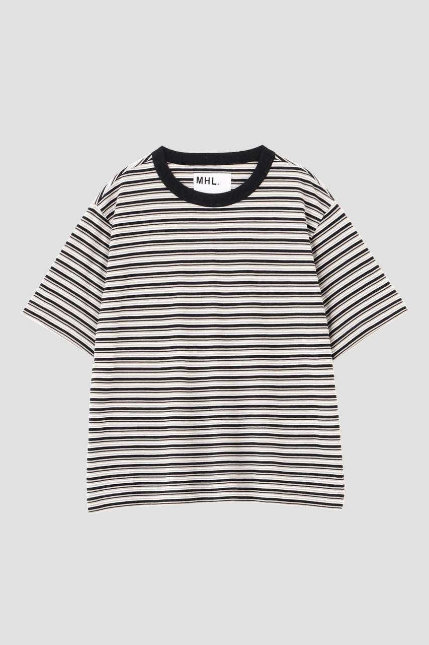 【マーガレットハウエル/MARGARET HOWELL】のCOTTON LINEN MULTI STRIPE JERSEY TOP 人気、トレンドファッション・服の通販 founy(ファニー) 　ファッション　Fashion　レディースファッション　Fashion for Women　トップス・カットソー　Cut & Sew Tops　シャツ・ブラウス・オフィスカジュアル　Elegant Blouses & Button-Ups　ロングTシャツ・Tシャツ　Longline T-Shirts & Tees　カットソー・ベーシックTシャツ　Cut-and-Sewn Tops / Stretch Tees & Basics　ショート　Short, Short Length　ストライプ　Stripe, Striped Pattern　スリーブ　Sleeve, Long Sleeve / Short Sleeve　バランス　Balance, Style Balance　リネン　Linen, Linen Fabric　リラックス　Relax, Relaxed Fit　ワイド　Wide, Wide Fit　other-5|ID: prp329100004932800 ipo3291000000037024804