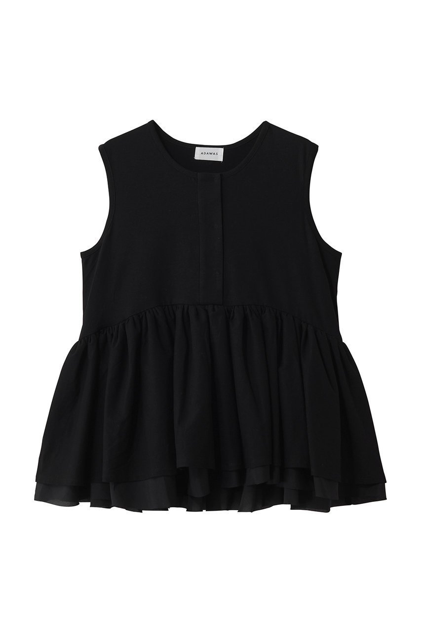 【アダワス/ADAWAS】のドライ コットン ジャージー ペプラム Tシャツ インテリア・キッズ・メンズ・レディースファッション・服の通販 founy(ファニー) 　ファッション　Fashion　レディースファッション　Fashion for Women　トップス・カットソー　Cut & Sew Tops　キャミソール&ノースリーブ　Camisoles & Sleeveless Tops　シャツ・ブラウス・オフィスカジュアル　Elegant Blouses & Button-Ups　ロングTシャツ・Tシャツ　Longline T-Shirts & Tees　カットソー・ベーシックTシャツ　Cut-and-Sewn Tops / Stretch Tees & Basics　キャミソール　Camisole, Spaghetti Strap Top　タンク　Tank Top, Sleeveless Top　デニム　Denim, Jeans Material　フェミニン　Feminine, Girly　ペプラム　Peplum, Flared Hem　夏　Summer　ブラック|ID: prp329100004932806 ipo3291000000037024845