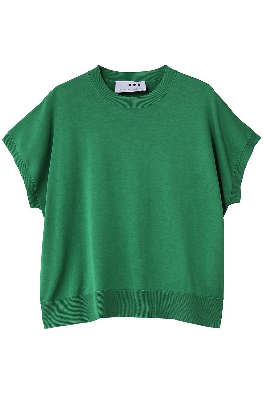 【スリー ドッツ/three dots】のウォッシャブルコットンシルク 半袖トップス インテリア・キッズ・メンズ・レディースファッション・服の通販 founy(ファニー) 　ファッション　Fashion　レディースファッション　Fashion for Women　トップス・カットソー　Cut & Sew Tops　シャツ・ブラウス・オフィスカジュアル　Elegant Blouses & Button-Ups　ロングTシャツ・Tシャツ　Longline T-Shirts & Tees　カットソー・ベーシックTシャツ　Cut-and-Sewn Tops / Stretch Tees & Basics　ウォッシャブル　Machine Washable　ショート　Short, Short Length　シルク　Silk, 100% Silk　シンプル　Simple, Minimal　スリーブ　Sleeve, Long Sleeve / Short Sleeve　ボトム　Bottoms, Lower Wear　リラックス　Relax, Relaxed Fit　エレガント 上品　Elegant　半袖　Short Sleeve, Half Sleeve　洗える　Machine Washable　グリーン|ID: prp329100004932808 ipo3291000000037024865
