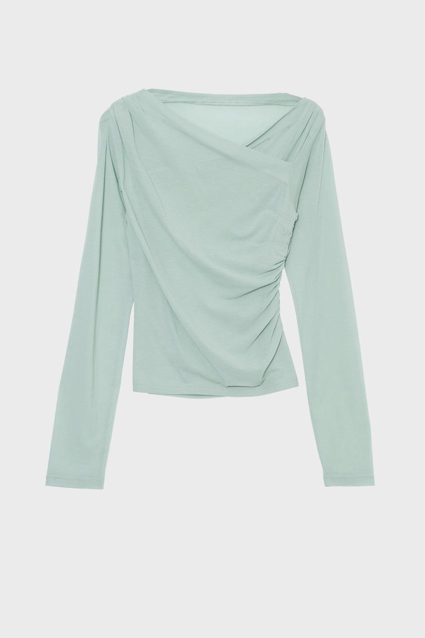 【スタニングルアー/STUNNING LURE】のクロスネックロンT インテリア・キッズ・メンズ・レディースファッション・服の通販 founy(ファニー) 　ファッション　Fashion　レディースファッション　Fashion for Women　トップス・カットソー　Cut & Sew Tops　シャツ・ブラウス・オフィスカジュアル　Elegant Blouses & Button-Ups　ロングTシャツ・Tシャツ　Longline T-Shirts & Tees　カットソー・ベーシックTシャツ　Cut-and-Sewn Tops / Stretch Tees & Basics　イレギュラー　Irregular Design　ストレッチ　Stretch, Stretchy Fabric　スリーブ　Sleeve, Long Sleeve / Short Sleeve　ドレープ　Drape, Draping Fabric　ロング　Long, Long-Length　再入荷　Restock / Back in Stock　ライトグリーン|ID: prp329100004932822 ipo3291000000037024980