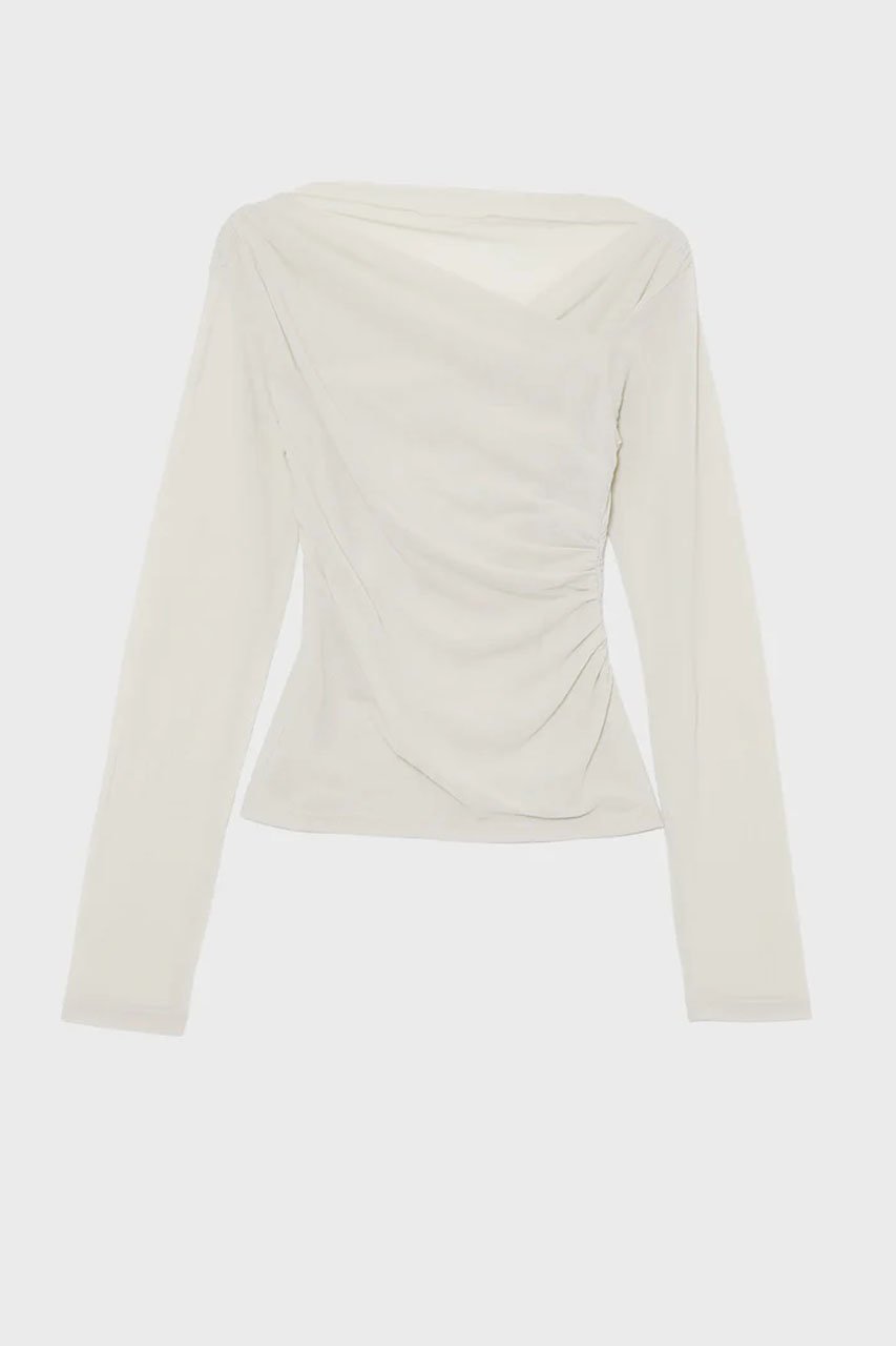 【スタニングルアー/STUNNING LURE】のクロスネックロンT インテリア・キッズ・メンズ・レディースファッション・服の通販 founy(ファニー) 　ファッション　Fashion　レディースファッション　Fashion for Women　トップス・カットソー　Cut & Sew Tops　シャツ・ブラウス・オフィスカジュアル　Elegant Blouses & Button-Ups　ロングTシャツ・Tシャツ　Longline T-Shirts & Tees　カットソー・ベーシックTシャツ　Cut-and-Sewn Tops / Stretch Tees & Basics　イレギュラー　Irregular Design　ストレッチ　Stretch, Stretchy Fabric　スリーブ　Sleeve, Long Sleeve / Short Sleeve　ドレープ　Drape, Draping Fabric　ロング　Long, Long-Length　再入荷　Restock / Back in Stock　オフホワイト|ID: prp329100004932822 ipo3291000000037024981