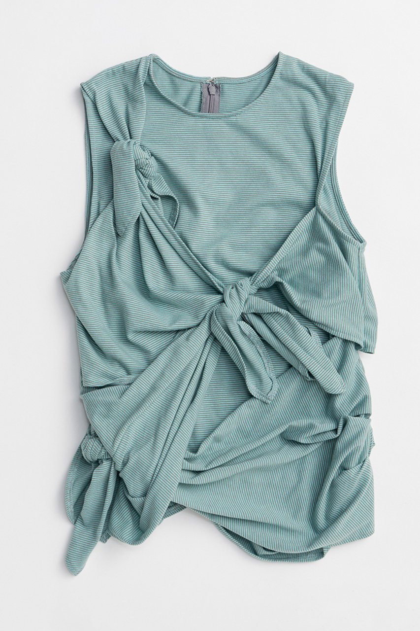 【メゾンスペシャル/MAISON SPECIAL】のKnot Sleeveless Border T-Shirt/ノットノースリーブボーダーTEE インテリア・キッズ・メンズ・レディースファッション・服の通販 founy(ファニー) 　ファッション　Fashion　レディースファッション　Fashion for Women　トップス・カットソー　Cut & Sew Tops　キャミソール&ノースリーブ　Camisoles & Sleeveless Tops　シャツ・ブラウス・オフィスカジュアル　Elegant Blouses & Button-Ups　ロングTシャツ・Tシャツ　Longline T-Shirts & Tees　カットソー・ベーシックTシャツ　Cut-and-Sewn Tops / Stretch Tees & Basics　ショート　Short, Short Length　シンプル　Simple, Minimal　スリーブ　Sleeve, Long Sleeve / Short Sleeve　タンク　Tank Top, Sleeveless Top　バランス　Balance, Style Balance　リボン　Ribbon, Bow　新作・新入荷　New Arrivals / New In　BLU(ブルー)|ID: prp329100004932823 ipo3291000000037024990