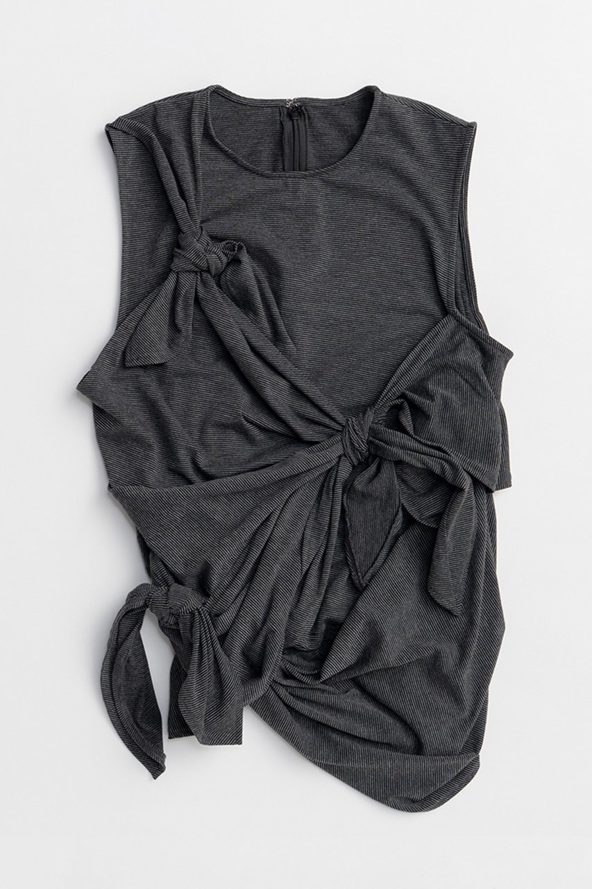 【メゾンスペシャル/MAISON SPECIAL】のKnot Sleeveless Border T-Shirt/ノットノースリーブボーダーTEE インテリア・キッズ・メンズ・レディースファッション・服の通販 founy(ファニー) 　ファッション　Fashion　レディースファッション　Fashion for Women　トップス・カットソー　Cut & Sew Tops　キャミソール&ノースリーブ　Camisoles & Sleeveless Tops　シャツ・ブラウス・オフィスカジュアル　Elegant Blouses & Button-Ups　ロングTシャツ・Tシャツ　Longline T-Shirts & Tees　カットソー・ベーシックTシャツ　Cut-and-Sewn Tops / Stretch Tees & Basics　ショート　Short, Short Length　シンプル　Simple, Minimal　スリーブ　Sleeve, Long Sleeve / Short Sleeve　タンク　Tank Top, Sleeveless Top　バランス　Balance, Style Balance　リボン　Ribbon, Bow　新作・新入荷　New Arrivals / New In　BLK(ブラック)|ID: prp329100004932823 ipo3291000000037024991