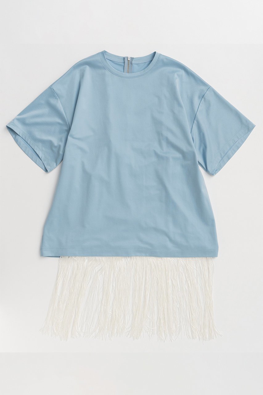 【メゾンスペシャル/MAISON SPECIAL】のFringe Cupra Jersey T-Shirt/フリンジキュプラジャージTシャツ インテリア・キッズ・メンズ・レディースファッション・服の通販 founy(ファニー) 　ファッション　Fashion　レディースファッション　Fashion for Women　トップス・カットソー　Cut & Sew Tops　シャツ・ブラウス・オフィスカジュアル　Elegant Blouses & Button-Ups　ロングTシャツ・Tシャツ　Longline T-Shirts & Tees　カットソー・ベーシックTシャツ　Cut-and-Sewn Tops / Stretch Tees & Basics　インナー　Innerwear　ヴィンテージ　Vintage Style　秋　Autumn　カットソー　Cut and Sewn Top　キャミソール　Camisole, Spaghetti Strap Top　キュプラ　Cupro, Eco Fabric　ショート　Short, Short Length　シンプル　Simple, Minimal　ジャケット　Jacket, Outerwear　スリーブ　Sleeve, Long Sleeve / Short Sleeve　ドレープ　Drape, Draping Fabric　ビッグ　Big, Oversized　フリンジ　Fringe, Tassel　メッシュ　Mesh, Net Fabric　リラックス　Relax, Relaxed Fit　ルーズ　Loose, Oversized　エレガント 上品　Elegant　新作・新入荷　New Arrivals / New In　BLU(ブルー)|ID: prp329100004932826 ipo3291000000037025023
