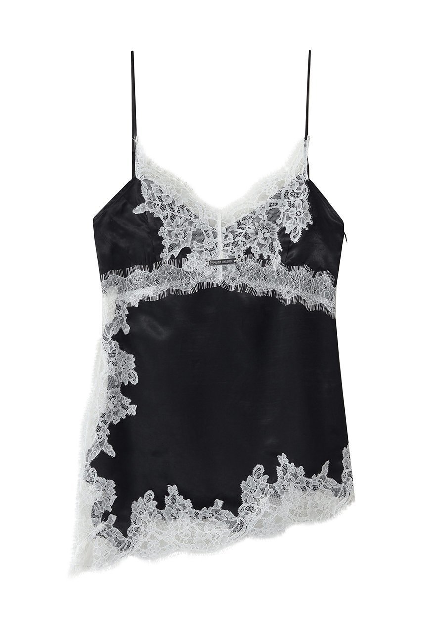 【プランク プロジェクト/PRANK PROJECT】のアシンメトリーレースキャミソール 人気、トレンドファッション・服の通販 founy(ファニー) 　ファッション　Fashion　レディースファッション　Fashion for Women　トップス・カットソー　Cut & Sew Tops　キャミソール&ノースリーブ　Camisoles & Sleeveless Tops　シャツ・ブラウス・オフィスカジュアル　Elegant Blouses & Button-Ups　ロングTシャツ・Tシャツ　Longline T-Shirts & Tees　カットソー・ベーシックTシャツ　Cut-and-Sewn Tops / Stretch Tees & Basics　インナー　Innerwear　キャミソール　Camisole, Spaghetti Strap Top　サテン　Satin, Glossy Fabric　ジャケット　Jacket, Outerwear　タンク　Tank Top, Sleeveless Top　チェック　Check, Plaid, Tartan　ブルゾン　Blouson, Bomber Jacket　モダン　Modern, Contemporary　モノトーン　Monotone, Black and White　ラップ　Wrap, Wrap Design　レース　Lace, Lace Fabric　エレガント 上品　Elegant　 other-1|ID: prp329100004932841 ipo3291000000037025152