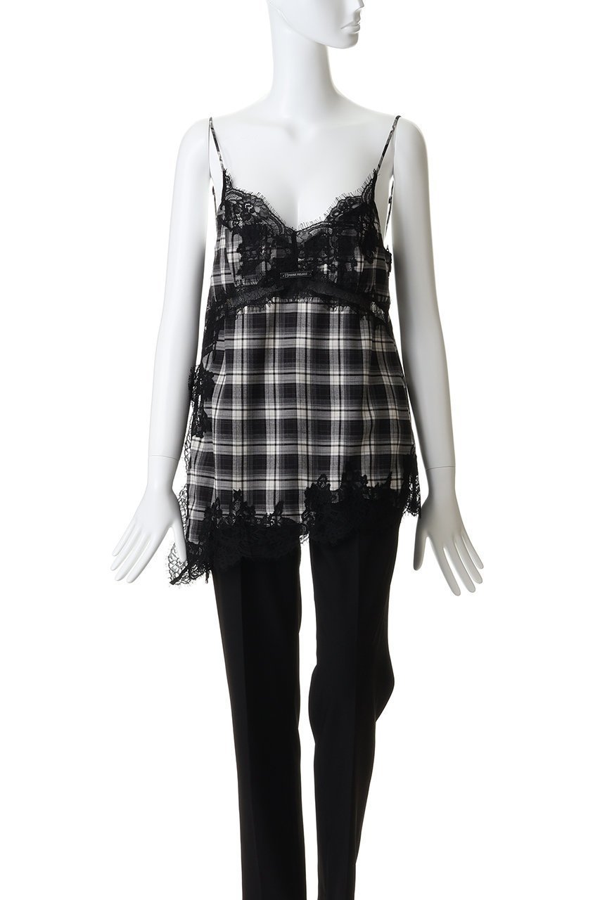 【プランク プロジェクト/PRANK PROJECT】のアシンメトリーレースキャミソール 人気、トレンドファッション・服の通販 founy(ファニー) 　ファッション　Fashion　レディースファッション　Fashion for Women　トップス・カットソー　Cut & Sew Tops　キャミソール&ノースリーブ　Camisoles & Sleeveless Tops　シャツ・ブラウス・オフィスカジュアル　Elegant Blouses & Button-Ups　ロングTシャツ・Tシャツ　Longline T-Shirts & Tees　カットソー・ベーシックTシャツ　Cut-and-Sewn Tops / Stretch Tees & Basics　インナー　Innerwear　キャミソール　Camisole, Spaghetti Strap Top　サテン　Satin, Glossy Fabric　ジャケット　Jacket, Outerwear　タンク　Tank Top, Sleeveless Top　チェック　Check, Plaid, Tartan　ブルゾン　Blouson, Bomber Jacket　モダン　Modern, Contemporary　モノトーン　Monotone, Black and White　ラップ　Wrap, Wrap Design　レース　Lace, Lace Fabric　エレガント 上品　Elegant　other-2|ID: prp329100004932841 ipo3291000000037025156