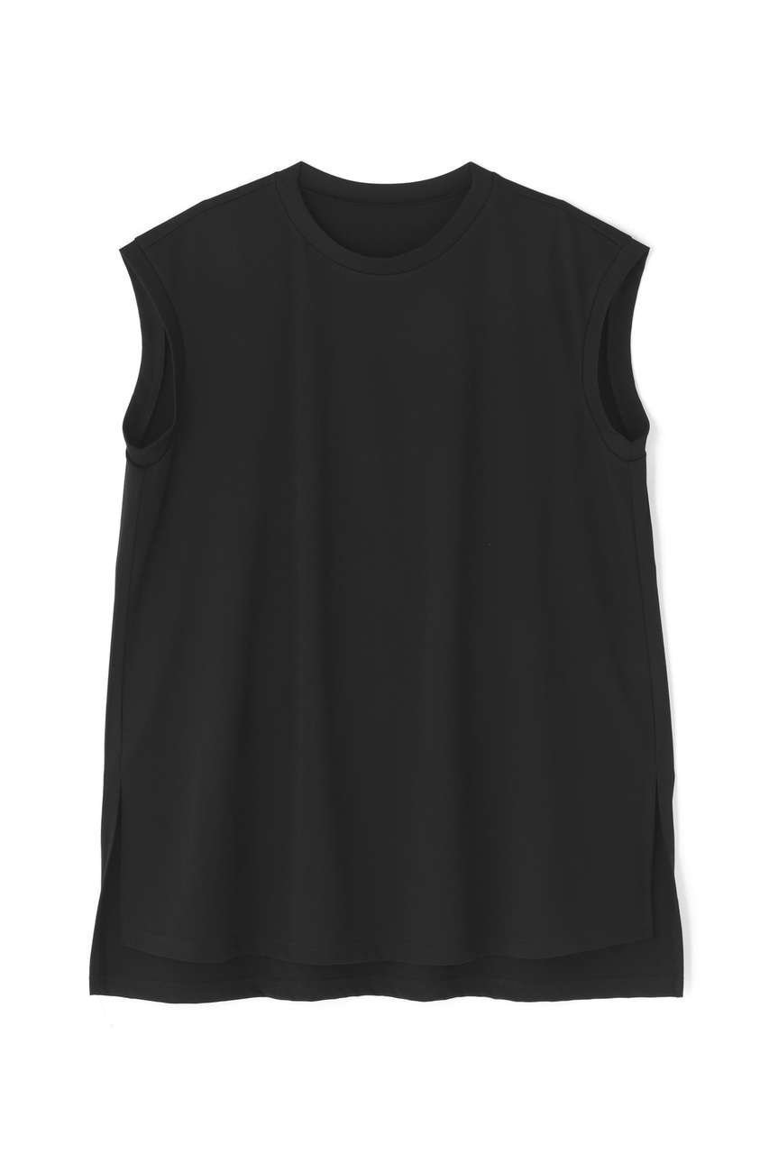 【アドーア/ADORE】のハイゲージコンパクトジャージーノースリーブ インテリア・キッズ・メンズ・レディースファッション・服の通販 founy(ファニー) 　ファッション　Fashion　レディースファッション　Fashion for Women　トップス・カットソー　Cut & Sew Tops　キャミソール&ノースリーブ　Camisoles & Sleeveless Tops　シャツ・ブラウス・オフィスカジュアル　Elegant Blouses & Button-Ups　ロングTシャツ・Tシャツ　Longline T-Shirts & Tees　カットソー・ベーシックTシャツ　Cut-and-Sewn Tops / Stretch Tees & Basics　キャミソール　Camisole, Spaghetti Strap Top　スリット　Slit, Slit Detail　タンク　Tank Top, Sleeveless Top　ノースリーブ　Sleeveless, No-Sleeve　エレガント 上品　Elegant　ブラック|ID: prp329100004932843 ipo3291000000037025173