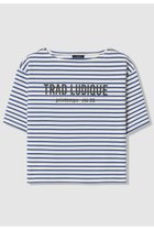 【アルアバイル/allureville】のボーダーロゴT 人気、トレンドファッション・服の通販 founy(ファニー) ファッション Fashion レディースファッション Fashion for Women トップス・カットソー Cut & Sew Tops シャツ・ブラウス・オフィスカジュアル Elegant Blouses & Button-Ups ロングTシャツ・Tシャツ Longline T-Shirts & Tees カットソー・ベーシックTシャツ Cut-and-Sewn Tops / Stretch Tees & Basics インナー Innerwear ショート Short, Short Length スリーブ Sleeve, Long Sleeve / Short Sleeve バスク Basque, Basque Style フロント Front, Front Design ボーダー Border, Stripe エレガント 上品 Elegant 新作・新入荷 New Arrivals / New In thumbnail ブルー|ID: prp329100004932844 ipo3291000000037025183