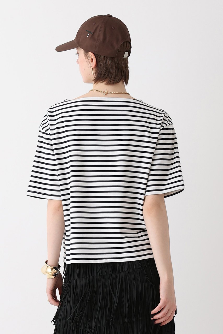 【アルアバイル/allureville】のボーダーロゴT 人気、トレンドファッション・服の通販 founy(ファニー) 　ファッション　Fashion　レディースファッション　Fashion for Women　トップス・カットソー　Cut & Sew Tops　シャツ・ブラウス・オフィスカジュアル　Elegant Blouses & Button-Ups　ロングTシャツ・Tシャツ　Longline T-Shirts & Tees　カットソー・ベーシックTシャツ　Cut-and-Sewn Tops / Stretch Tees & Basics　インナー　Innerwear　ショート　Short, Short Length　スリーブ　Sleeve, Long Sleeve / Short Sleeve　バスク　Basque, Basque Style　フロント　Front, Front Design　ボーダー　Border, Stripe　エレガント 上品　Elegant　新作・新入荷　New Arrivals / New In　other-4|ID: prp329100004932844 ipo3291000000037025186