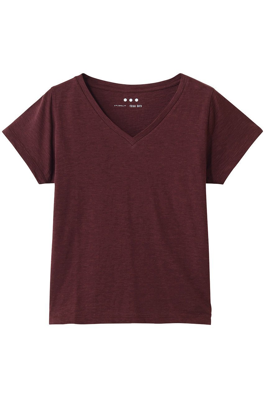 【スリー ドッツ/three dots】のオーガニックスラブ Vネック インテリア・キッズ・メンズ・レディースファッション・服の通販 founy(ファニー) 　ファッション　Fashion　レディースファッション　Fashion for Women　トップス・カットソー　Cut & Sew Tops　シャツ・ブラウス・オフィスカジュアル　Elegant Blouses & Button-Ups　ロングTシャツ・Tシャツ　Longline T-Shirts & Tees　カットソー・ベーシックTシャツ　Cut-and-Sewn Tops / Stretch Tees & Basics　Vネックトップス　V-Neck Tops / V-Cut Neckline Shirts　ショート　Short, Short Length　スリーブ　Sleeve, Long Sleeve / Short Sleeve　ハーフ　Half, Half-Length　夏　Summer　新作・新入荷　New Arrivals / New In　春　Spring　S/S・春夏　SS, Spring/Summer, Warm Season　バーガンディー|ID: prp329100004932849 ipo3291000000037025228