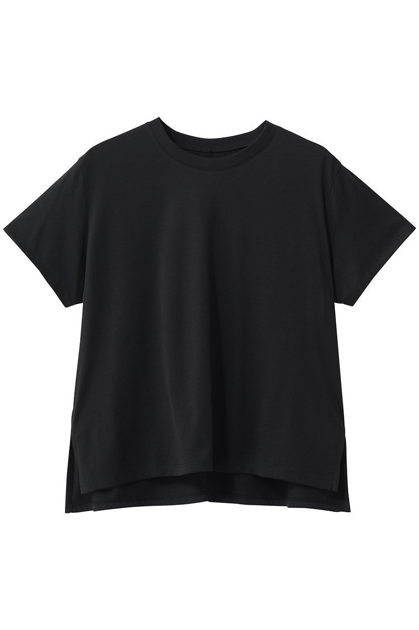 【スリー ドッツ/three dots】のサンデッドジャージー ミニTシャツ インテリア・キッズ・メンズ・レディースファッション・服の通販 founy(ファニー) 　ファッション　Fashion　レディースファッション　Fashion for Women　トップス・カットソー　Cut & Sew Tops　シャツ・ブラウス・オフィスカジュアル　Elegant Blouses & Button-Ups　ロングTシャツ・Tシャツ　Longline T-Shirts & Tees　カットソー・ベーシックTシャツ　Cut-and-Sewn Tops / Stretch Tees & Basics　なめらか　Smooth, Silky Texture　コンパクト　Compact, Small Size　ショート　Short, Short Length　スリーブ　Sleeve, Long Sleeve / Short Sleeve　ハーフ　Half, Half-Length　ボックス　Boxy, Box Shape　新作・新入荷　New Arrivals / New In　ブラック|ID: prp329100004932852 ipo3291000000037025257