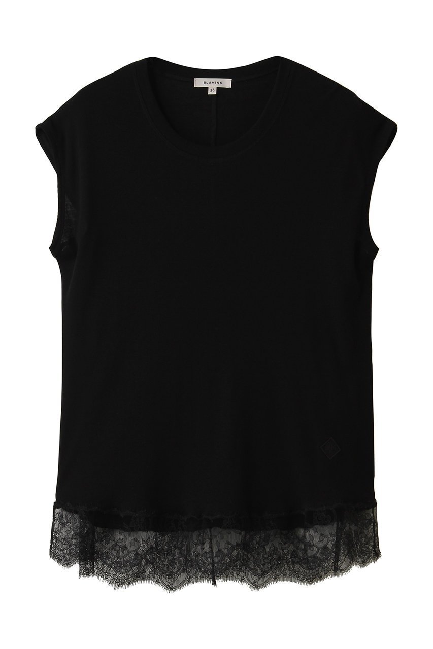 【ブラミンク/BLAMINK】のレースリブノースリーブ インテリア・キッズ・メンズ・レディースファッション・服の通販 founy(ファニー) 　ファッション　Fashion　レディースファッション　Fashion for Women　トップス・カットソー　Cut & Sew Tops　キャミソール&ノースリーブ　Camisoles & Sleeveless Tops　シャツ・ブラウス・オフィスカジュアル　Elegant Blouses & Button-Ups　ロングTシャツ・Tシャツ　Longline T-Shirts & Tees　カットソー・ベーシックTシャツ　Cut-and-Sewn Tops / Stretch Tees & Basics　インナー　Innerwear　キャミソール　Camisole, Spaghetti Strap Top　ショルダー　Shoulder, Shoulder Strap　シンプル　Simple, Minimal　ジャケット　Jacket, Outerwear　タンク　Tank Top, Sleeveless Top　ノースリーブ　Sleeveless, No-Sleeve　レース　Lace, Lace Fabric　エレガント 上品　Elegant　新作・新入荷　New Arrivals / New In　ブラック|ID: prp329100004932855 ipo3291000000037025284
