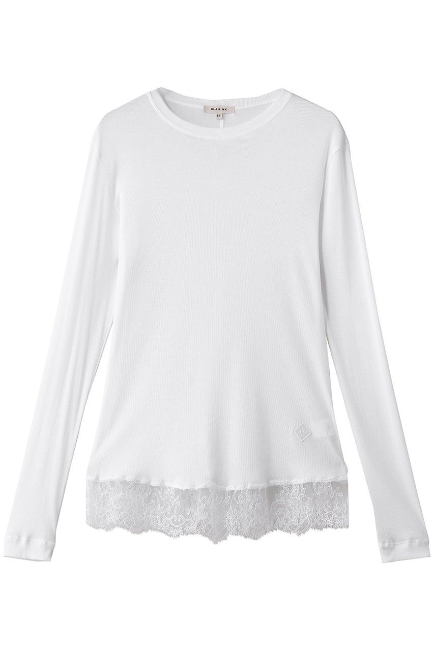 【ブラミンク/BLAMINK】のレースリブロングスリーブ インテリア・キッズ・メンズ・レディースファッション・服の通販 founy(ファニー) 　ファッション　Fashion　レディースファッション　Fashion for Women　トップス・カットソー　Cut & Sew Tops　シャツ・ブラウス・オフィスカジュアル　Elegant Blouses & Button-Ups　ロングTシャツ・Tシャツ　Longline T-Shirts & Tees　カットソー・ベーシックTシャツ　Cut-and-Sewn Tops / Stretch Tees & Basics　おすすめ　Recommended / Our Picks　インナー　Innerwear　スリーブ　Sleeve, Long Sleeve / Short Sleeve　レース　Lace, Lace Fabric　ロング　Long, Long-Length　エレガント 上品　Elegant　新作・新入荷　New Arrivals / New In　ホワイト|ID: prp329100004932857 ipo3291000000037025297