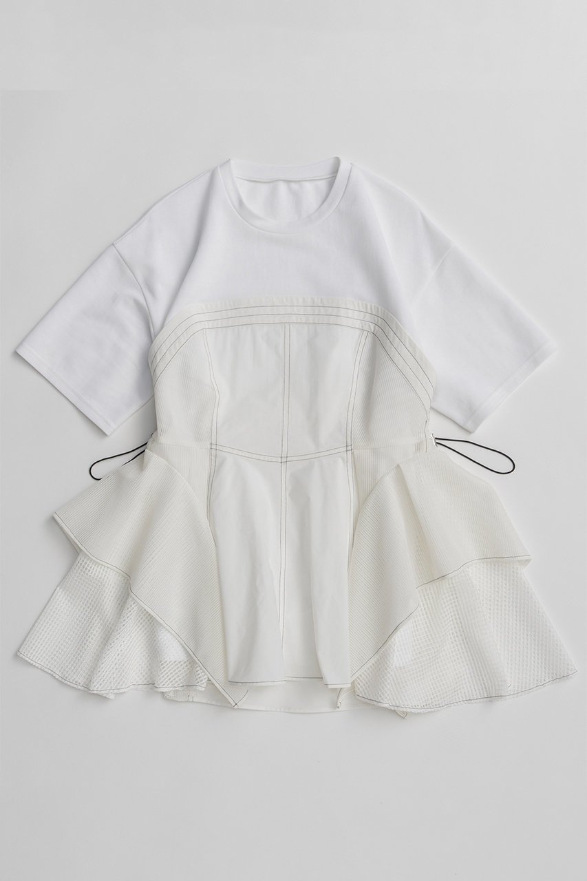 【メゾンスペシャル/MAISON SPECIAL】のMesh Docking T-Shirt/メッシュドッキングTシャツ インテリア・キッズ・メンズ・レディースファッション・服の通販 founy(ファニー) 　ファッション　Fashion　レディースファッション　Fashion for Women　トップス・カットソー　Cut & Sew Tops　シャツ・ブラウス・オフィスカジュアル　Elegant Blouses & Button-Ups　ロングTシャツ・Tシャツ　Longline T-Shirts & Tees　カットソー・ベーシックTシャツ　Cut-and-Sewn Tops / Stretch Tees & Basics　カットソー　Cut and Sewn Top　ショート　Short, Short Length　シンプル　Simple, Minimal　スポーティ　Sporty, Casual Athletic　スリーブ　Sleeve, Long Sleeve / Short Sleeve　ドッキング　Docking, Mixed Material　バランス　Balance, Style Balance　ペプラム　Peplum, Flared Hem　ボトム　Bottoms, Lower Wear　メッシュ　Mesh, Net Fabric　再入荷　Restock / Back in Stock　WHT(ホワイト)|ID: prp329100004932859 ipo3291000000037025313