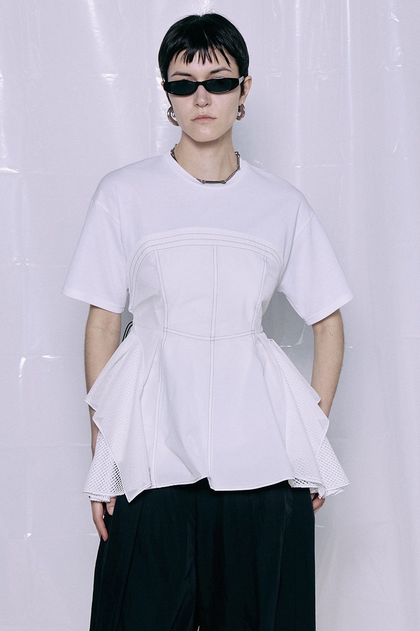 【メゾンスペシャル/MAISON SPECIAL】のMesh Docking T-Shirt/メッシュドッキングTシャツ 人気、トレンドファッション・服の通販 founy(ファニー) 　ファッション　Fashion　レディースファッション　Fashion for Women　トップス・カットソー　Cut & Sew Tops　シャツ・ブラウス・オフィスカジュアル　Elegant Blouses & Button-Ups　ロングTシャツ・Tシャツ　Longline T-Shirts & Tees　カットソー・ベーシックTシャツ　Cut-and-Sewn Tops / Stretch Tees & Basics　カットソー　Cut and Sewn Top　ショート　Short, Short Length　シンプル　Simple, Minimal　スポーティ　Sporty, Casual Athletic　スリーブ　Sleeve, Long Sleeve / Short Sleeve　ドッキング　Docking, Mixed Material　バランス　Balance, Style Balance　ペプラム　Peplum, Flared Hem　ボトム　Bottoms, Lower Wear　メッシュ　Mesh, Net Fabric　再入荷　Restock / Back in Stock　other-4|ID: prp329100004932859 ipo3291000000037025316