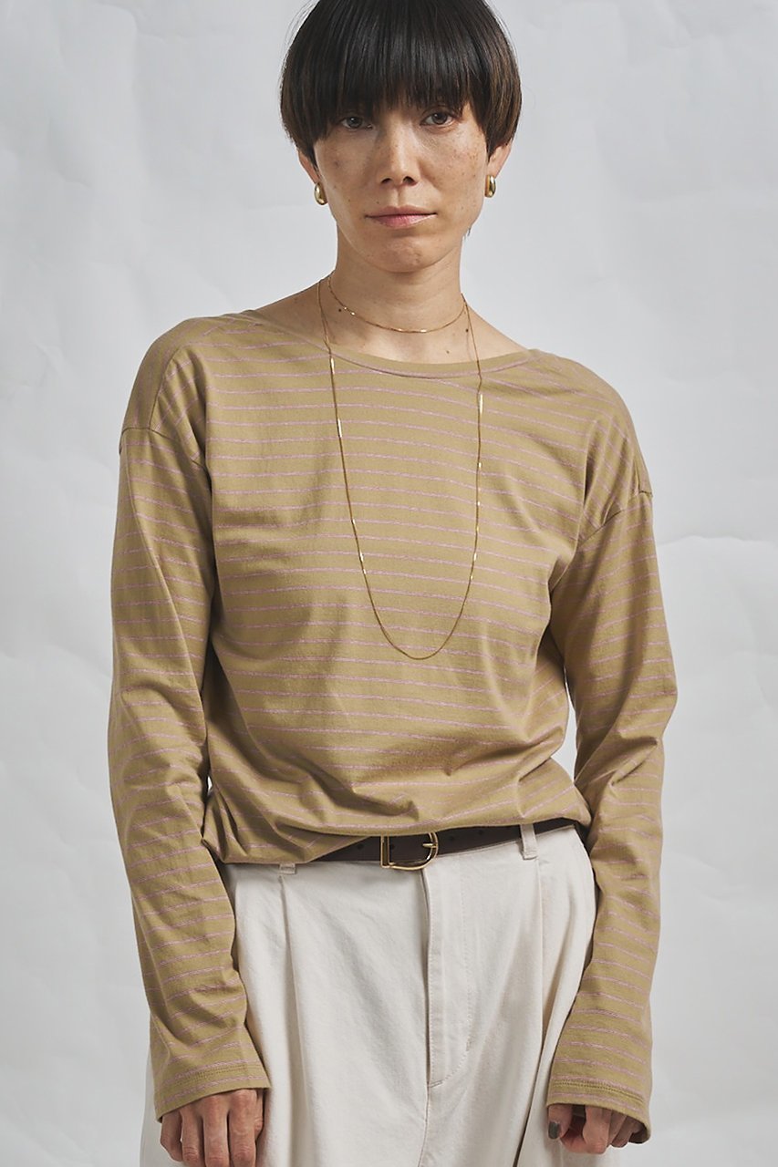 【ウィムガゼット/Whim Gazette】の【GEMINI】バックシャンボーダーカットソー インテリア・キッズ・メンズ・レディースファッション・服の通販 founy(ファニー) 　ファッション　Fashion　レディースファッション　Fashion for Women　トップス・カットソー　Cut & Sew Tops　シャツ・ブラウス・オフィスカジュアル　Elegant Blouses & Button-Ups　ロングTシャツ・Tシャツ　Longline T-Shirts & Tees　カットソー・ベーシックTシャツ　Cut-and-Sewn Tops / Stretch Tees & Basics　スリーブ　Sleeve, Long Sleeve / Short Sleeve　ボーダー　Border, Stripe　リラックス　Relax, Relaxed Fit　ロング　Long, Long-Length　ベージュ|ID: prp329100004932865 ipo3291000000037025362