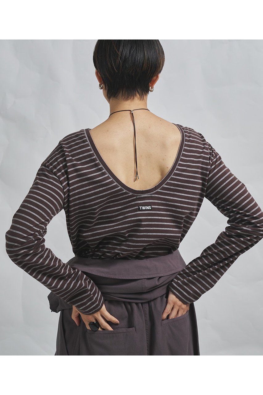 【ウィムガゼット/Whim Gazette】の【GEMINI】バックシャンボーダーカットソー 人気、トレンドファッション・服の通販 founy(ファニー) 　ファッション　Fashion　レディースファッション　Fashion for Women　トップス・カットソー　Cut & Sew Tops　シャツ・ブラウス・オフィスカジュアル　Elegant Blouses & Button-Ups　ロングTシャツ・Tシャツ　Longline T-Shirts & Tees　カットソー・ベーシックTシャツ　Cut-and-Sewn Tops / Stretch Tees & Basics　スリーブ　Sleeve, Long Sleeve / Short Sleeve　ボーダー　Border, Stripe　リラックス　Relax, Relaxed Fit　ロング　Long, Long-Length　other-4|ID: prp329100004932865 ipo3291000000037025365