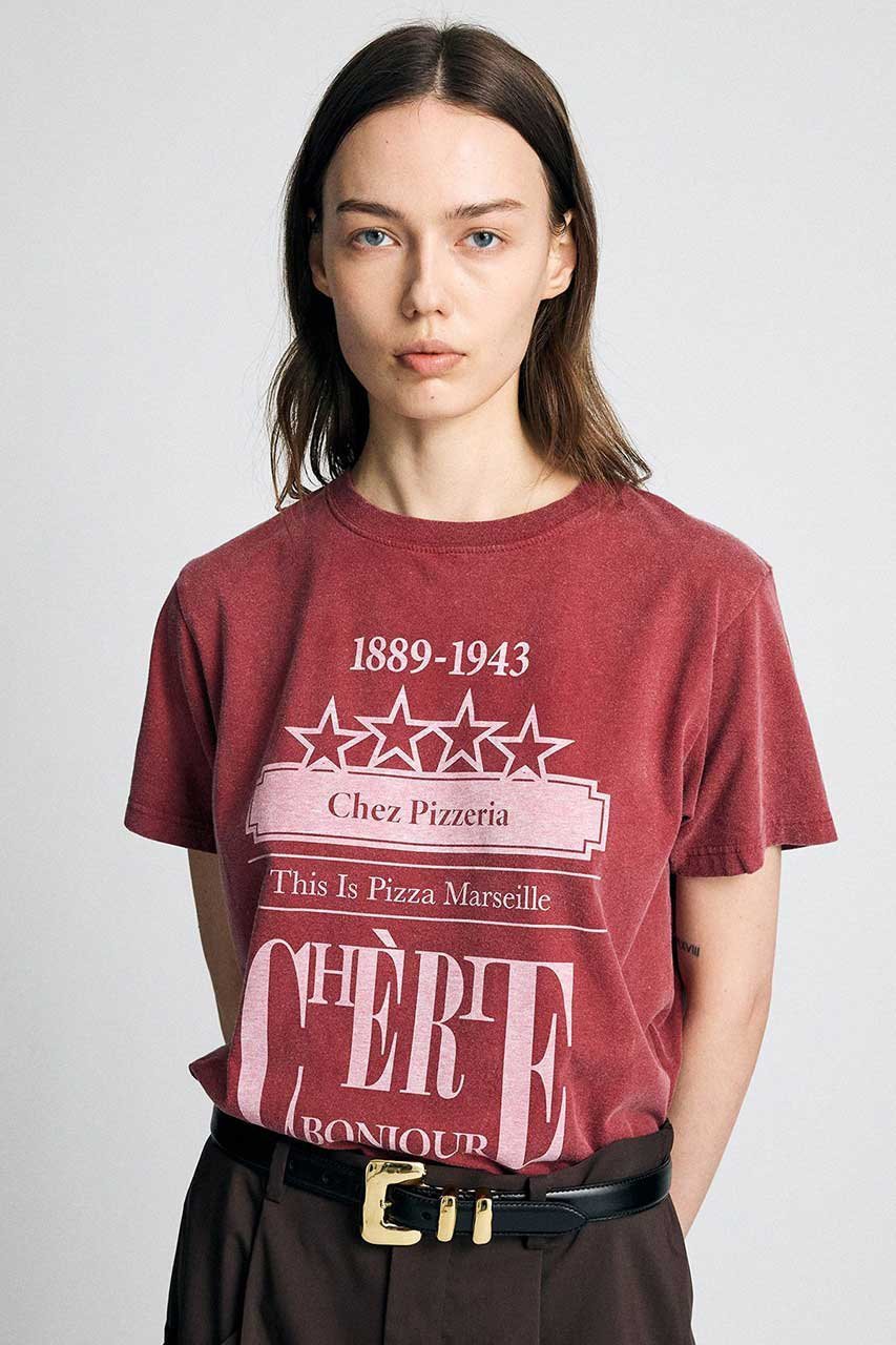 【ブリル/BRILL】のPizzeria Tシャツ インテリア・キッズ・メンズ・レディースファッション・服の通販 founy(ファニー) 　ファッション　Fashion　レディースファッション　Fashion for Women　トップス・カットソー　Cut & Sew Tops　シャツ・ブラウス・オフィスカジュアル　Elegant Blouses & Button-Ups　ロングTシャツ・Tシャツ　Longline T-Shirts & Tees　カットソー・ベーシックTシャツ　Cut-and-Sewn Tops / Stretch Tees & Basics　ショート　Short, Short Length　スリーブ　Sleeve, Long Sleeve / Short Sleeve　プリント　Print, Printed Pattern　ヴィンテージ　Vintage Style　新作・新入荷　New Arrivals / New In　ボルドー|ID: prp329100004932875 ipo3291000000037025453