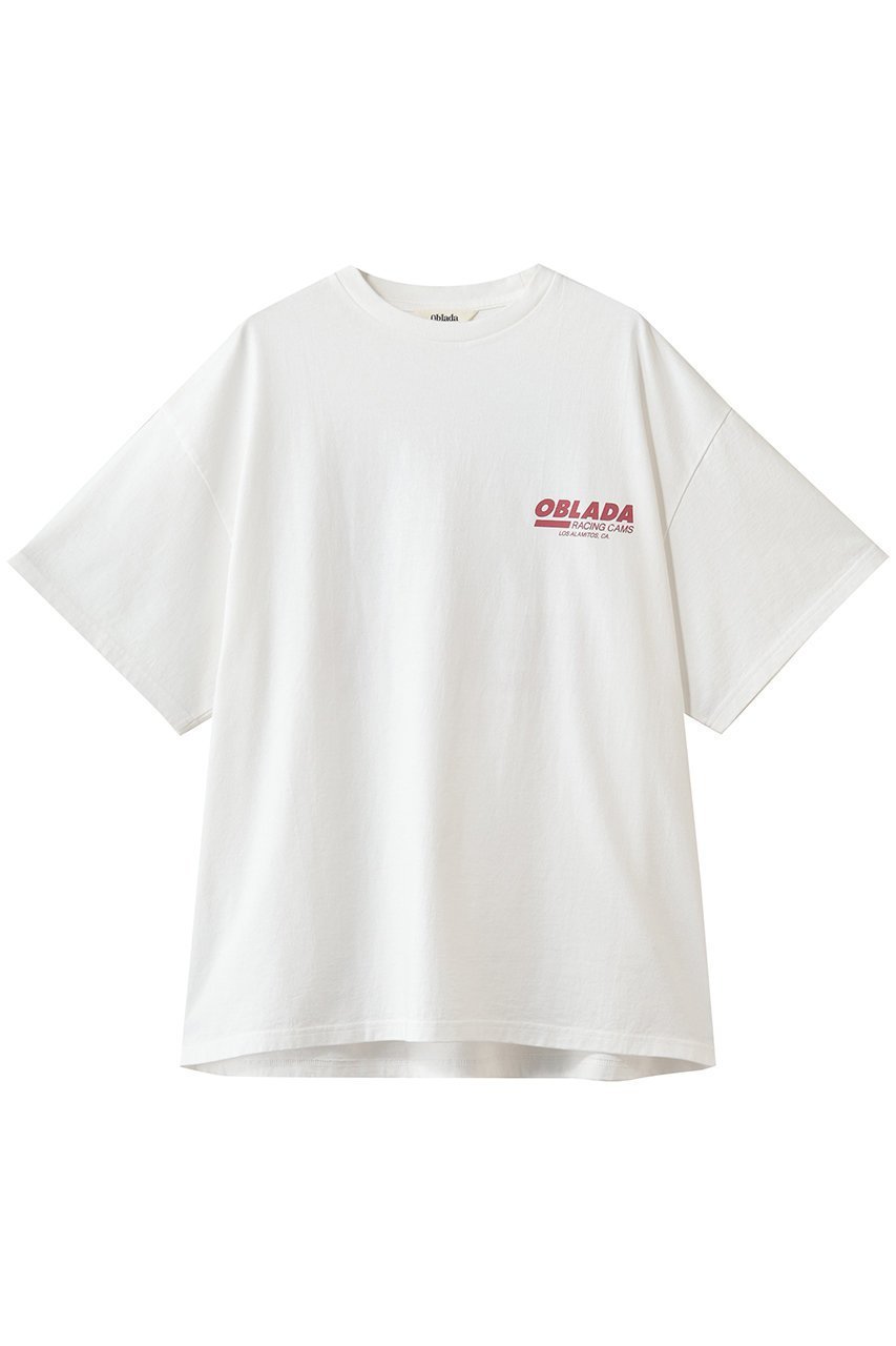 【オブラダ/Oblada】のOblada RACING Tシャツ インテリア・キッズ・メンズ・レディースファッション・服の通販 founy(ファニー) 　ファッション　Fashion　レディースファッション　Fashion for Women　トップス・カットソー　Cut & Sew Tops　シャツ・ブラウス・オフィスカジュアル　Elegant Blouses & Button-Ups　ロングTシャツ・Tシャツ　Longline T-Shirts & Tees　カットソー・ベーシックTシャツ　Cut-and-Sewn Tops / Stretch Tees & Basics　グラフィック　Graphic, Graphic Design　ショルダー　Shoulder, Shoulder Strap　ショート　Short, Short Length　スリーブ　Sleeve, Long Sleeve / Short Sleeve　ドロップ　Drop Shoulder, Dropped Style　プリント　Print, Printed Pattern　リラックス　Relax, Relaxed Fit　新作・新入荷　New Arrivals / New In　【ELLE SHOP限定】ホワイト|ID: prp329100004932879 ipo3291000000037025484