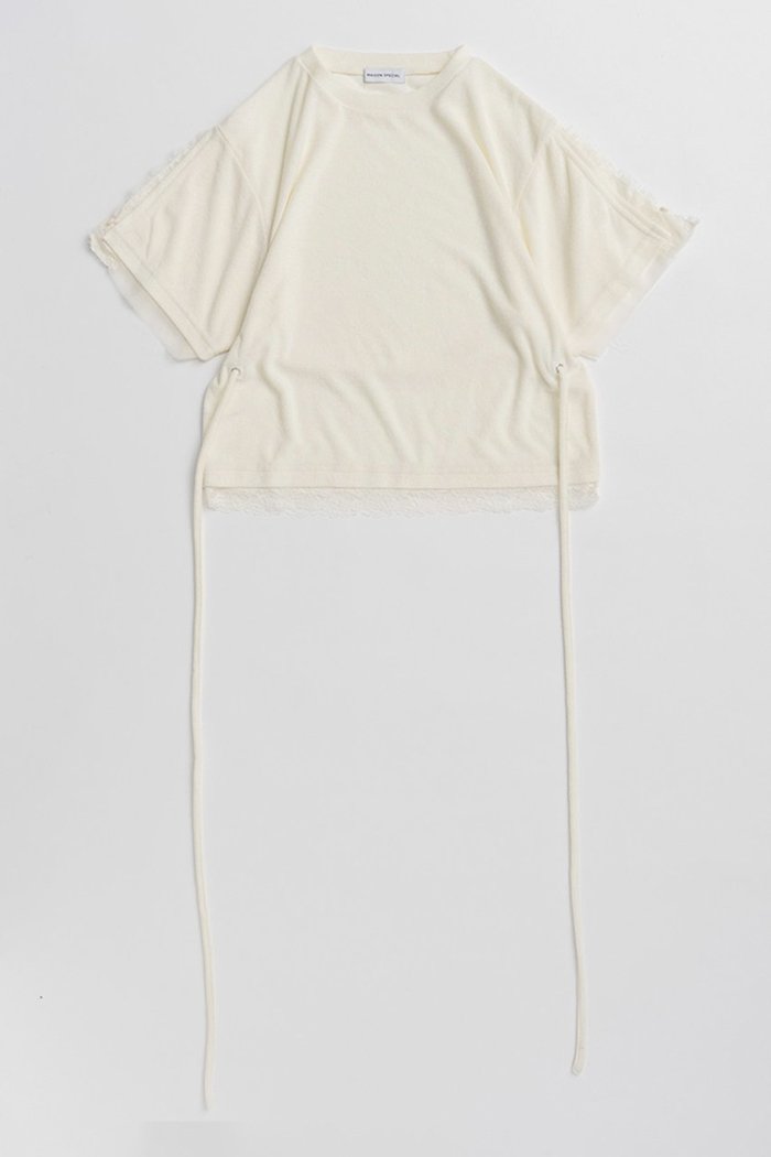 【メゾンスペシャル/MAISON SPECIAL】の2WAY Lace Trim Pile T-Shirt/2WAYレーストリムパイルTシャツ インテリア・キッズ・メンズ・レディースファッション・服の通販 founy(ファウニー) https://founy.com/ ファッション Fashion レディースファッション Fashion for Women トップス・カットソー Cut & Sew Tops シャツ・ブラウス・オフィスカジュアル Elegant Blouses & Button-Ups ロングTシャツ・Tシャツ Longline T-Shirts & Tees カットソー・ベーシックTシャツ Cut-and-Sewn Tops / Stretch Tees & Basics ショート Short, Short Length スリット Slit, Slit Detail スリーブ Sleeve, Long Sleeve / Short Sleeve トレンド Trend, Trending Now リラックス Relax, Relaxed Fit レース Lace, Lace Fabric エレガント 上品 Elegant 半袖 Short Sleeve, Half Sleeve 夏 Summer |ID: prp329100004932886 ipo3291000000037025538