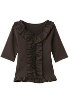 【マノフ/MANOF】のFRILL NECK RIB TOPS 人気、トレンドファッション・服の通販 founy(ファニー) ファッション Fashion レディースファッション Fashion for Women トップス・カットソー Cut & Sew Tops シャツ・ブラウス・オフィスカジュアル Elegant Blouses & Button-Ups ロングTシャツ・Tシャツ Longline T-Shirts & Tees カットソー・ベーシックTシャツ Cut-and-Sewn Tops / Stretch Tees & Basics エレガント 上品 Elegant ショート Short, Short Length シンプル Simple, Minimal スリーブ Sleeve, Long Sleeve / Short Sleeve ハーフ Half, Half-Length フェミニン Feminine, Girly フリル Frill, Ruffle 新作・新入荷 New Arrivals / New In thumbnail BROWN|ID: prp329100004932889 ipo3291000000037025572