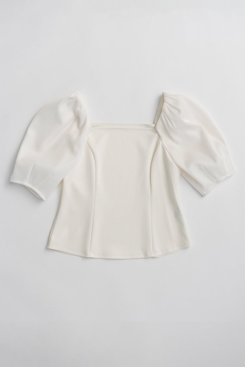 【メゾンスペシャル/MAISON SPECIAL】のMesh Bonded Sleeve Top/メッシュダンボールスリーブトップス インテリア・キッズ・メンズ・レディースファッション・服の通販 founy(ファニー) 　ファッション　Fashion　レディースファッション　Fashion for Women　トップス・カットソー　Cut & Sew Tops　シャツ・ブラウス・オフィスカジュアル　Elegant Blouses & Button-Ups　ロングTシャツ・Tシャツ　Longline T-Shirts & Tees　カットソー・ベーシックTシャツ　Cut-and-Sewn Tops / Stretch Tees & Basics　カッティング　Cutting Detail　ショート　Short, Short Length　スクエア　Square, Square Shape　スリーブ　Sleeve, Long Sleeve / Short Sleeve　デコルテ　Décolleté, Neckline　メッシュ　Mesh, Net Fabric　エレガント 上品　Elegant　新作・新入荷　New Arrivals / New In　WHT(ホワイト)|ID: prp329100004932893 ipo3291000000037025603