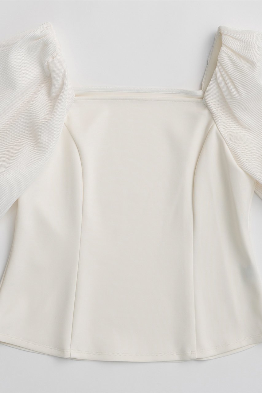 【メゾンスペシャル/MAISON SPECIAL】のMesh Bonded Sleeve Top/メッシュダンボールスリーブトップス 人気、トレンドファッション・服の通販 founy(ファニー) 　ファッション　Fashion　レディースファッション　Fashion for Women　トップス・カットソー　Cut & Sew Tops　シャツ・ブラウス・オフィスカジュアル　Elegant Blouses & Button-Ups　ロングTシャツ・Tシャツ　Longline T-Shirts & Tees　カットソー・ベーシックTシャツ　Cut-and-Sewn Tops / Stretch Tees & Basics　カッティング　Cutting Detail　ショート　Short, Short Length　スクエア　Square, Square Shape　スリーブ　Sleeve, Long Sleeve / Short Sleeve　デコルテ　Décolleté, Neckline　メッシュ　Mesh, Net Fabric　エレガント 上品　Elegant　新作・新入荷　New Arrivals / New In　other-2|ID: prp329100004932893 ipo3291000000037025604