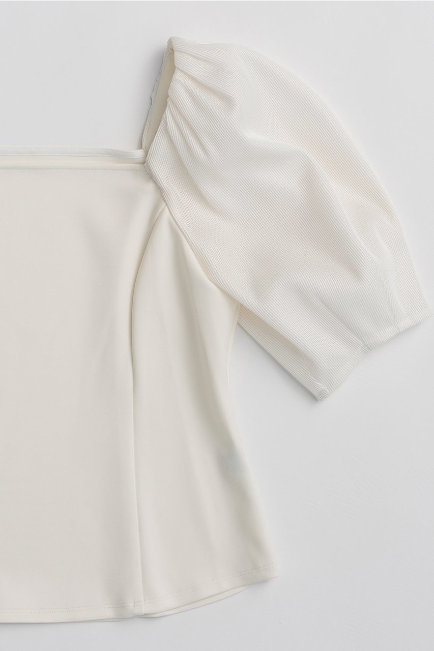 【メゾンスペシャル/MAISON SPECIAL】のMesh Bonded Sleeve Top/メッシュダンボールスリーブトップス 人気、トレンドファッション・服の通販 founy(ファニー) 　ファッション　Fashion　レディースファッション　Fashion for Women　トップス・カットソー　Cut & Sew Tops　シャツ・ブラウス・オフィスカジュアル　Elegant Blouses & Button-Ups　ロングTシャツ・Tシャツ　Longline T-Shirts & Tees　カットソー・ベーシックTシャツ　Cut-and-Sewn Tops / Stretch Tees & Basics　カッティング　Cutting Detail　ショート　Short, Short Length　スクエア　Square, Square Shape　スリーブ　Sleeve, Long Sleeve / Short Sleeve　デコルテ　Décolleté, Neckline　メッシュ　Mesh, Net Fabric　エレガント 上品　Elegant　新作・新入荷　New Arrivals / New In　other-3|ID: prp329100004932893 ipo3291000000037025605