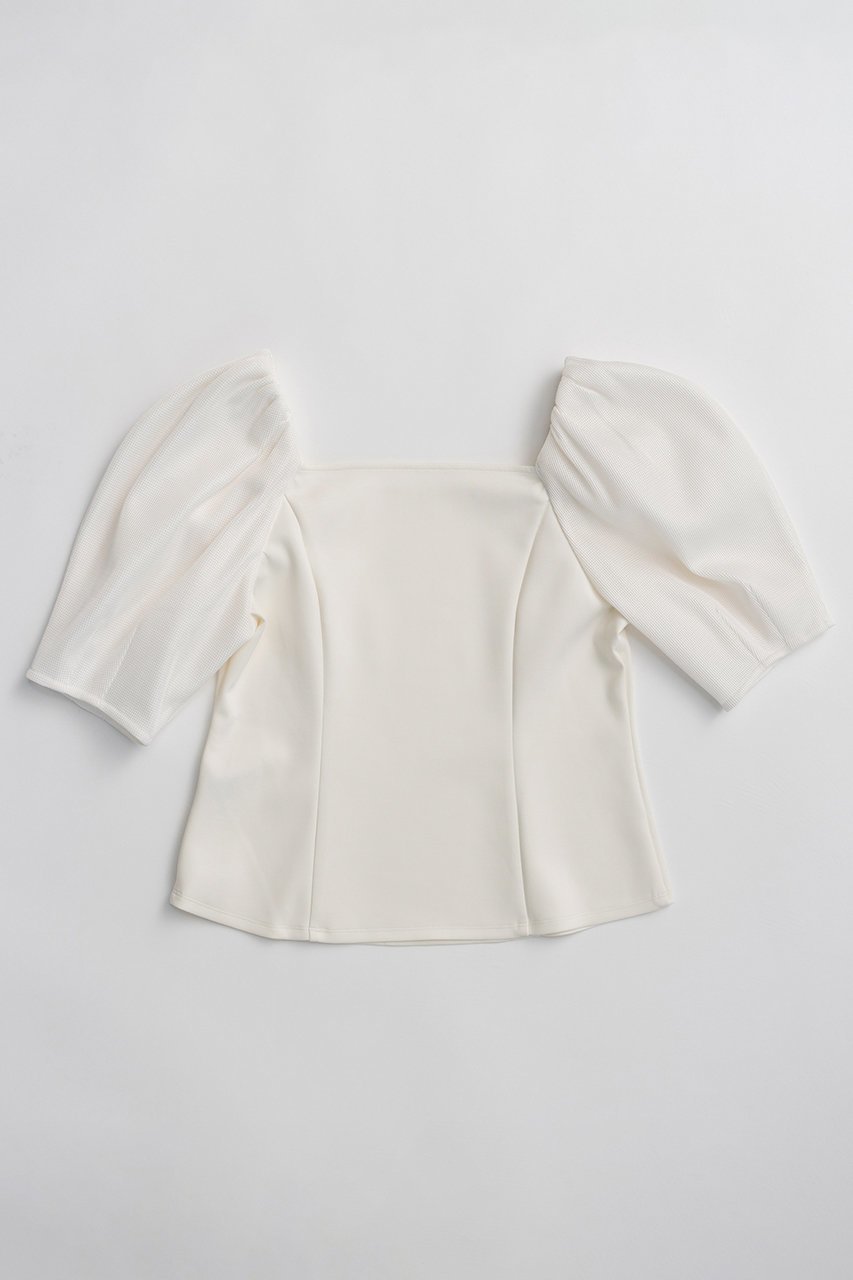 【メゾンスペシャル/MAISON SPECIAL】のMesh Bonded Sleeve Top/メッシュダンボールスリーブトップス 人気、トレンドファッション・服の通販 founy(ファニー) 　ファッション　Fashion　レディースファッション　Fashion for Women　トップス・カットソー　Cut & Sew Tops　シャツ・ブラウス・オフィスカジュアル　Elegant Blouses & Button-Ups　ロングTシャツ・Tシャツ　Longline T-Shirts & Tees　カットソー・ベーシックTシャツ　Cut-and-Sewn Tops / Stretch Tees & Basics　カッティング　Cutting Detail　ショート　Short, Short Length　スクエア　Square, Square Shape　スリーブ　Sleeve, Long Sleeve / Short Sleeve　デコルテ　Décolleté, Neckline　メッシュ　Mesh, Net Fabric　エレガント 上品　Elegant　新作・新入荷　New Arrivals / New In　other-5|ID: prp329100004932893 ipo3291000000037025607