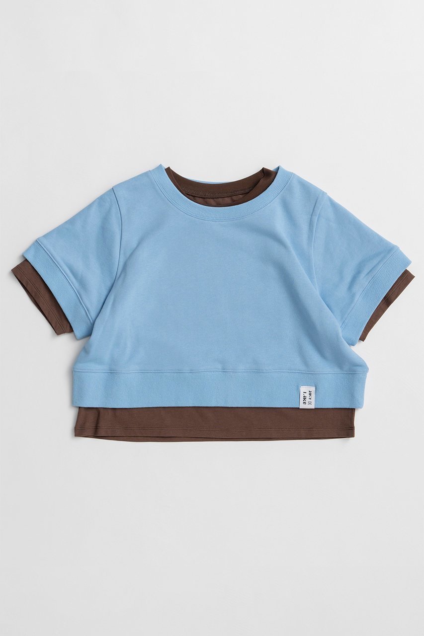 【メゾンスペシャル/MAISON SPECIAL】のFrench Terry Layered Set T-Shirt/裏毛レイヤードセットTEE インテリア・キッズ・メンズ・レディースファッション・服の通販 founy(ファニー) 　ファッション　Fashion　レディースファッション　Fashion for Women　トップス・カットソー　Cut & Sew Tops　シャツ・ブラウス・オフィスカジュアル　Elegant Blouses & Button-Ups　ロングTシャツ・Tシャツ　Longline T-Shirts & Tees　カットソー・ベーシックTシャツ　Cut-and-Sewn Tops / Stretch Tees & Basics　カットソー　Cut and Sewn Top　ショート　Short, Short Length　スリーブ　Sleeve, Long Sleeve / Short Sleeve　パターン　Pattern, Design Print　今季　This Season, Current Season　新作・新入荷　New Arrivals / New In　BLU(ブルー)|ID: prp329100004932896 ipo3291000000037025627