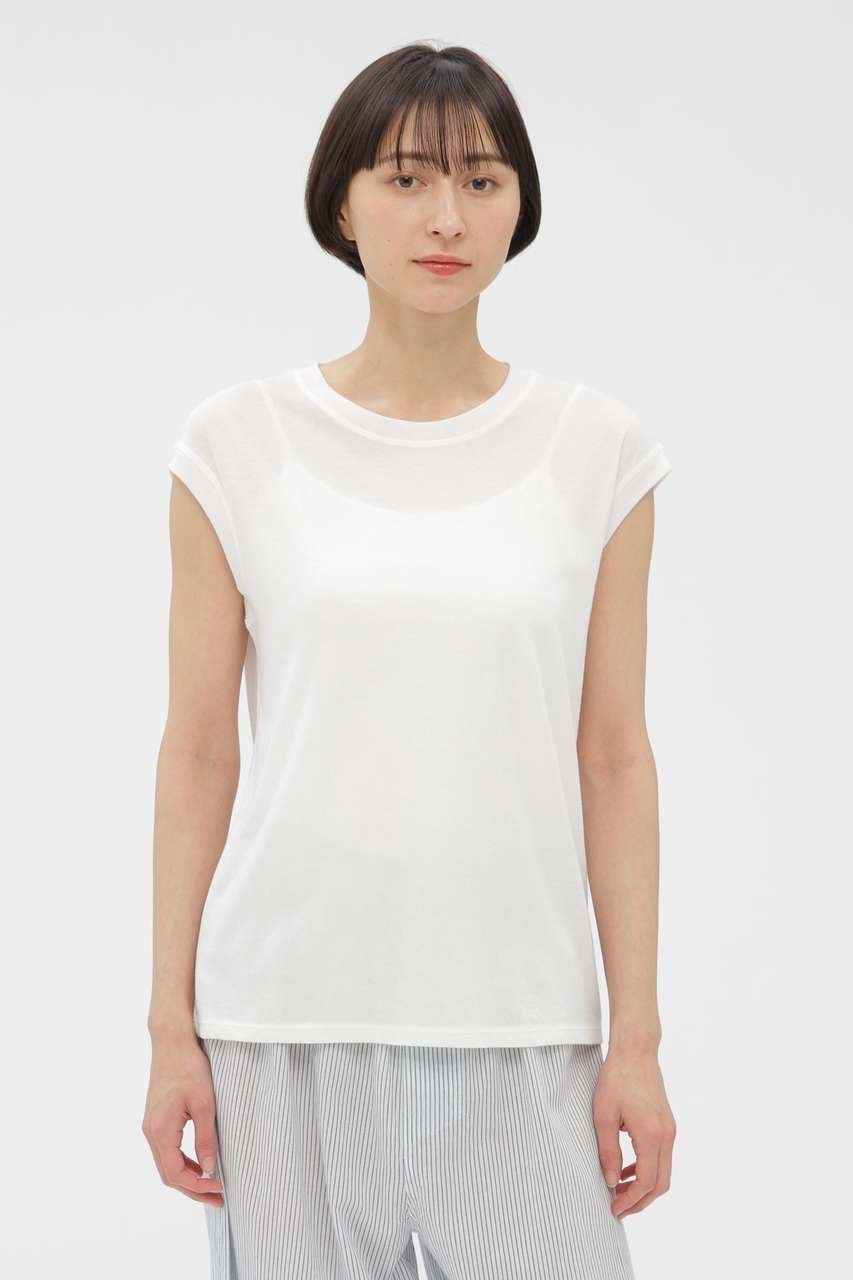 【マーガレットハウエル/MARGARET HOWELL】のSIRO SPUN COTTON JERSEY TOP インテリア・キッズ・メンズ・レディースファッション・服の通販 founy(ファニー) 　ファッション　Fashion　レディースファッション　Fashion for Women　トップス・カットソー　Cut & Sew Tops　シャツ・ブラウス・オフィスカジュアル　Elegant Blouses & Button-Ups　ロングTシャツ・Tシャツ　Longline T-Shirts & Tees　カットソー・ベーシックTシャツ　Cut-and-Sewn Tops / Stretch Tees & Basics　なめらか　Smooth, Silky Texture　ショート　Short, Short Length　スリーブ　Sleeve, Long Sleeve / Short Sleeve　新作・新入荷　New Arrivals / New In　ホワイト|ID: prp329100004932902 ipo3291000000037025678