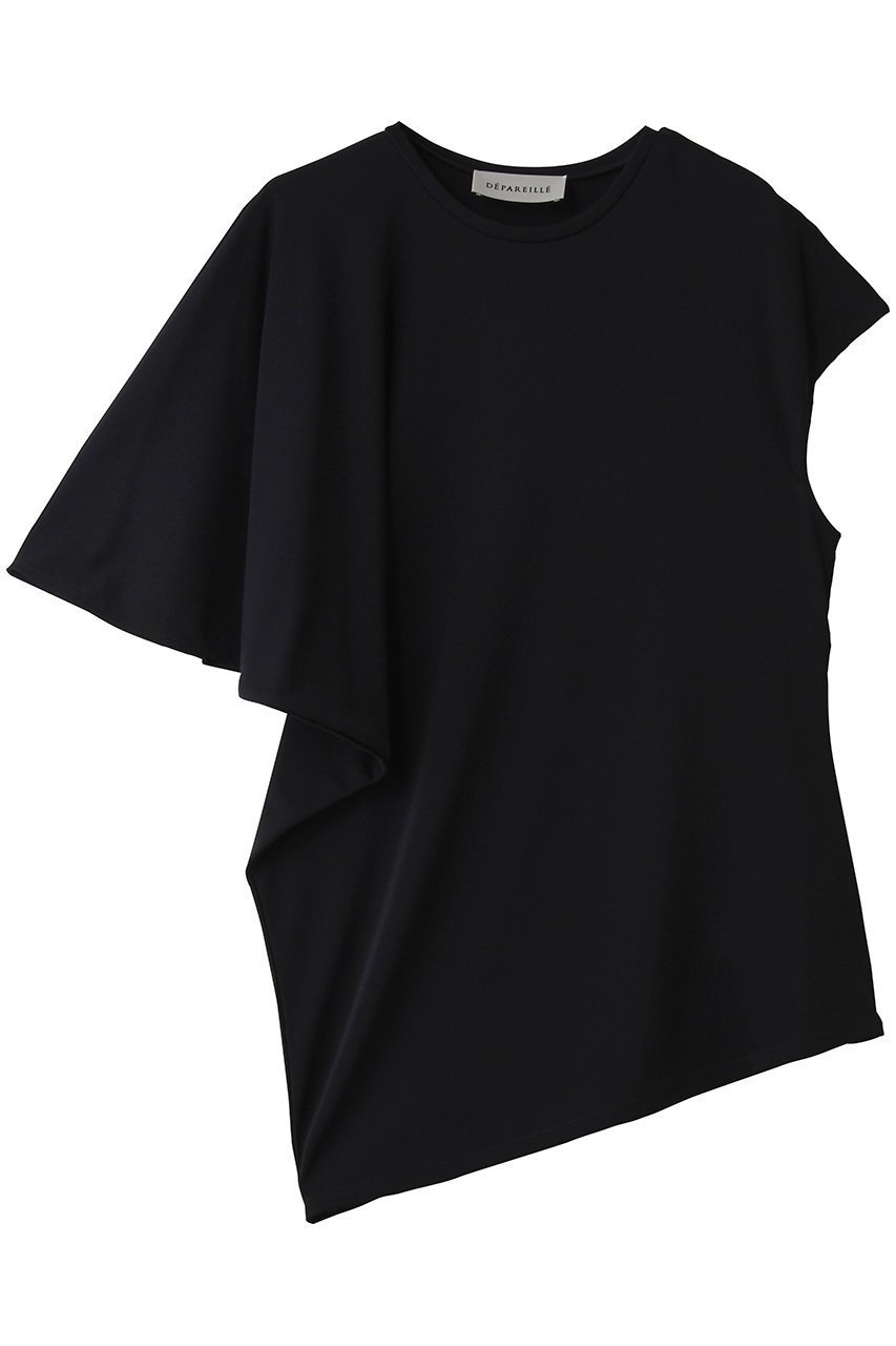 【デパリエ/DEPAREILLE】のトリアセテートジャージーアシンメトリートップス インテリア・キッズ・メンズ・レディースファッション・服の通販 founy(ファニー) 　ファッション　Fashion　レディースファッション　Fashion for Women　トップス・カットソー　Cut & Sew Tops　シャツ・ブラウス・オフィスカジュアル　Elegant Blouses & Button-Ups　ロングTシャツ・Tシャツ　Longline T-Shirts & Tees　カットソー・ベーシックTシャツ　Cut-and-Sewn Tops / Stretch Tees & Basics　アシンメトリー　Asymmetrical Style　ショート　Short, Short Length　スリーブ　Sleeve, Long Sleeve / Short Sleeve　夏　Summer　新作・新入荷　New Arrivals / New In　春　Spring　S/S・春夏　SS, Spring/Summer, Warm Season　ネイビー|ID: prp329100004932903 ipo3291000000037025688