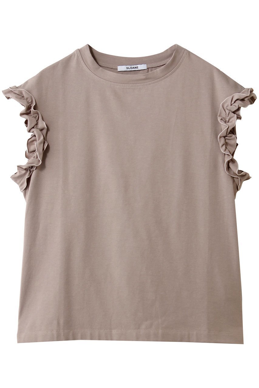 【スローン/SLOANE】の【ELLE SHOP限定】コットン フリルフレンチスリーブ インテリア・キッズ・メンズ・レディースファッション・服の通販 founy(ファニー) 　ファッション　Fashion　レディースファッション　Fashion for Women　トップス・カットソー　Cut & Sew Tops　シャツ・ブラウス・オフィスカジュアル　Elegant Blouses & Button-Ups　ロングTシャツ・Tシャツ　Longline T-Shirts & Tees　カットソー・ベーシックTシャツ　Cut-and-Sewn Tops / Stretch Tees & Basics　ギャザー　Gathered, Ruffled　ショート　Short, Short Length　スリーブ　Sleeve, Long Sleeve / Short Sleeve　バランス　Balance, Style Balance　フェミニン　Feminine, Girly　フリル　Frill, Ruffle　抗菌　Antibacterial, Bacteria-Resistant　新作・新入荷　New Arrivals / New In　トープ|ID: prp329100004932912 ipo3291000000037025760