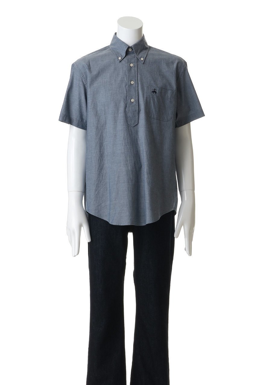 【ブルックス ブラザーズ/Brooks Brothers / MEN】の【MEN】コットンシャンブレー GFロゴ ショートスリーブ プルオーバーシャツ 人気、トレンドファッション・服の通販 founy(ファニー) 　ファッション　Fashion　メンズファッション　Fashion for Men　トップス・カットソー　Cut & Sew Tops　メンズシャツ　Shirts　おすすめ　Recommended / Our Picks　なめらか　Smooth, Silky Texture　インナー　Innerwear　ショート　Short, Short Length　シンプル　Simple, Minimal　ジャケット　Jacket, Outerwear　スリーブ　Sleeve, Long Sleeve / Short Sleeve　センター　Center, Center Line　ダウン　Down, Puffer　フロント　Front, Front Design　プリーツ　Pleats, Pleated　ボックス　Boxy, Box Shape　ポケット　Pocket, Pocket Detail　エレガント 上品　Elegant　半袖　Short Sleeve, Half Sleeve　定番　Standard, Basic Item　新作・新入荷　New Arrivals / New In　other-2|ID: prp329100004933009 ipo3291000000037026487