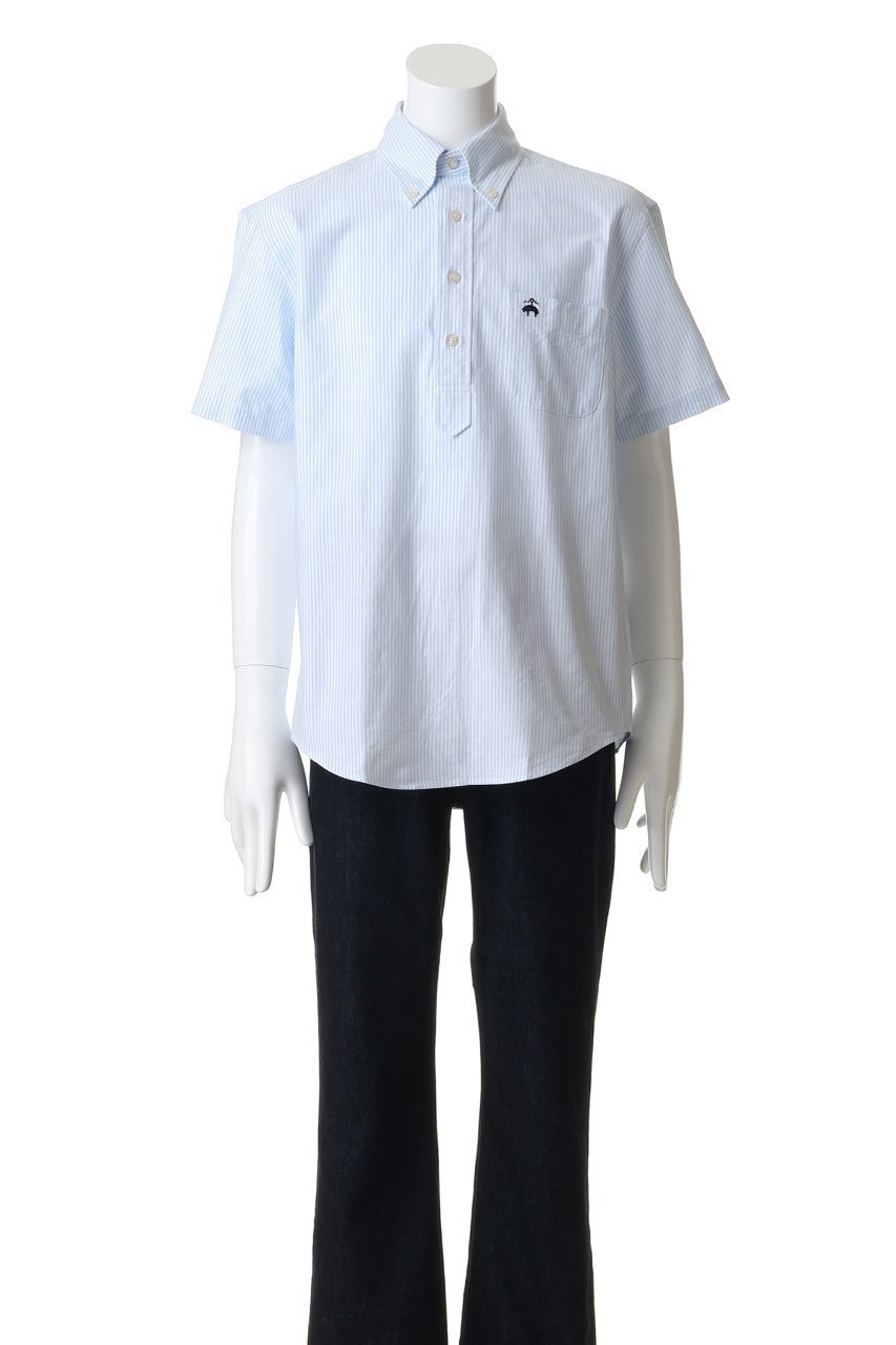 【ブルックス ブラザーズ/Brooks Brothers / MEN】の【MEN】コットンオックスフォード GFロゴ ショートスリーブ プルオーバーシャツ 人気、トレンドファッション・服の通販 founy(ファニー) 　ファッション　Fashion　メンズファッション　Fashion for Men　トップス・カットソー　Cut & Sew Tops　メンズシャツ　Shirts　ショート　Short, Short Length　シンプル　Simple, Minimal　ストライプ　Stripe, Striped Pattern　スリーブ　Sleeve, Long Sleeve / Short Sleeve　センター　Center, Center Line　ダウン　Down, Puffer　フロント　Front, Front Design　プリーツ　Pleats, Pleated　ボックス　Boxy, Box Shape　ポケット　Pocket, Pocket Detail　半袖　Short Sleeve, Half Sleeve　定番　Standard, Basic Item　新作・新入荷　New Arrivals / New In　other-2|ID: prp329100004933011 ipo3291000000037026500