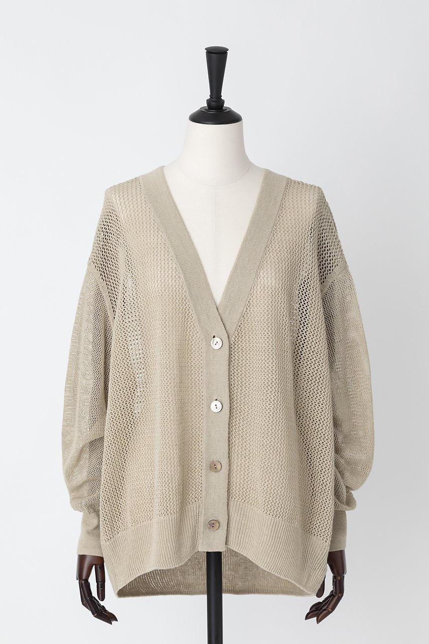 【オーヴィル/EAUVIRE】のワイドカーディガン インテリア・キッズ・メンズ・レディースファッション・服の通販 founy(ファニー) 　ファッション　Fashion　レディースファッション　Fashion for Women　トップス・カットソー　Cut & Sew Tops　カーディガン・羽織り　Layered Style Cardigans　シャツ・ブラウス・オフィスカジュアル　Elegant Blouses & Button-Ups　ロングTシャツ・Tシャツ　Longline T-Shirts & Tees　カットソー・ベーシックTシャツ　Cut-and-Sewn Tops / Stretch Tees & Basics　カーディガン　Cardigan, Knitwear　フィット　Fit, Slim Fit　ミックス　Mix, Mixed Style　メッシュ　Mesh, Net Fabric　リネン　Linen, Linen Fabric　ワイド　Wide, Wide Fit　再入荷　Restock / Back in Stock　ベージュ|ID: prp329100004933026 ipo3291000000037026616