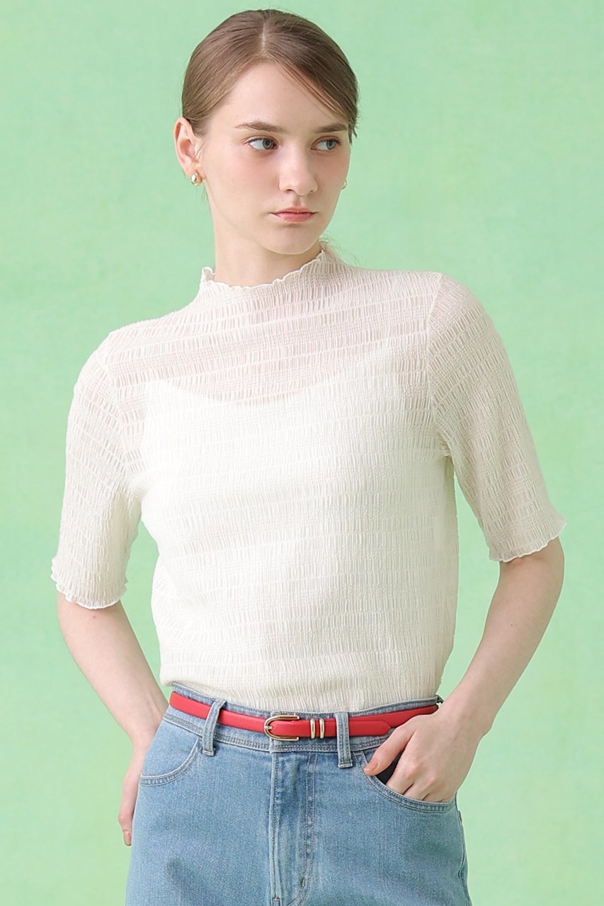 【アナイ/ANAYI】のシャーリング5分袖 プルオーバー 人気、トレンドファッション・服の通販 founy(ファニー) 　ファッション　Fashion　レディースファッション　Fashion for Women　トップス・カットソー　Cut & Sew Tops　シャツ・ブラウス・オフィスカジュアル　Elegant Blouses & Button-Ups　ロングTシャツ・Tシャツ　Longline T-Shirts & Tees　カジュアルプルオーバー・ニットトップス　Pullovers & Knit Tops / Casual Pullovers　カットソー・ベーシックTシャツ　Cut-and-Sewn Tops / Stretch Tees & Basics　おすすめ　Recommended / Our Picks　インナー　Innerwear　カットソー　Cut and Sewn Top　シアー　Sheer, See-Through　シャーリング　Shirring, Ruched　ショート　Short, Short Length　ジャケット　Jacket, Outerwear　ストレッチ　Stretch, Stretchy Fabric　スリーブ　Sleeve, Long Sleeve / Short Sleeve　ボトルネック　Bottle Neck, Mock Neck　新作・新入荷　New Arrivals / New In　other-7|ID: prp329100004933036 ipo3291000000037026692