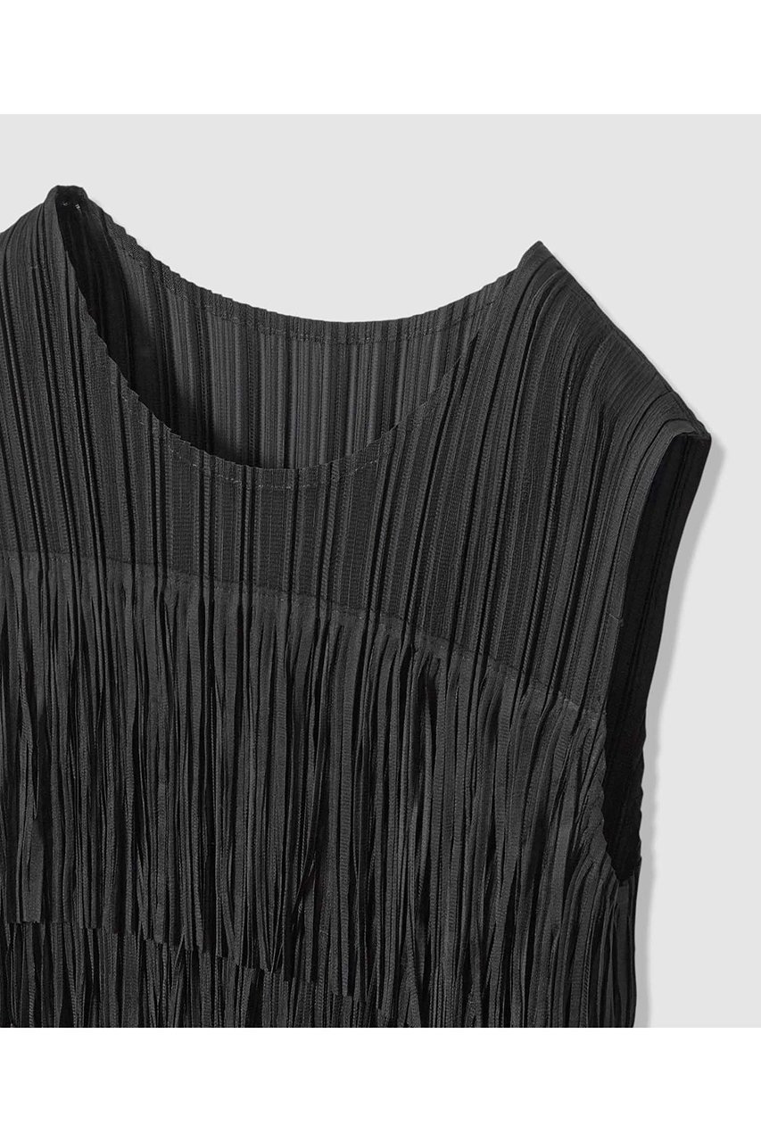 【アルアバイル/allureville】のプリーツフリンジプルオーバー 人気、トレンドファッション・服の通販 founy(ファニー) 　ファッション　Fashion　レディースファッション　Fashion for Women　トップス・カットソー　Cut & Sew Tops　キャミソール&ノースリーブ　Camisoles & Sleeveless Tops　シャツ・ブラウス・オフィスカジュアル　Elegant Blouses & Button-Ups　ロングTシャツ・Tシャツ　Longline T-Shirts & Tees　カジュアルプルオーバー・ニットトップス　Pullovers & Knit Tops / Casual Pullovers　カットソー・ベーシックTシャツ　Cut-and-Sewn Tops / Stretch Tees & Basics　キャミソール　Camisole, Spaghetti Strap Top　シンプル　Simple, Minimal　タンク　Tank Top, Sleeveless Top　バランス　Balance, Style Balance　フリンジ　Fringe, Tassel　プリーツ　Pleats, Pleated　ランダム　Random, Irregular　other-3|ID: prp329100004933047 ipo3291000000037026774