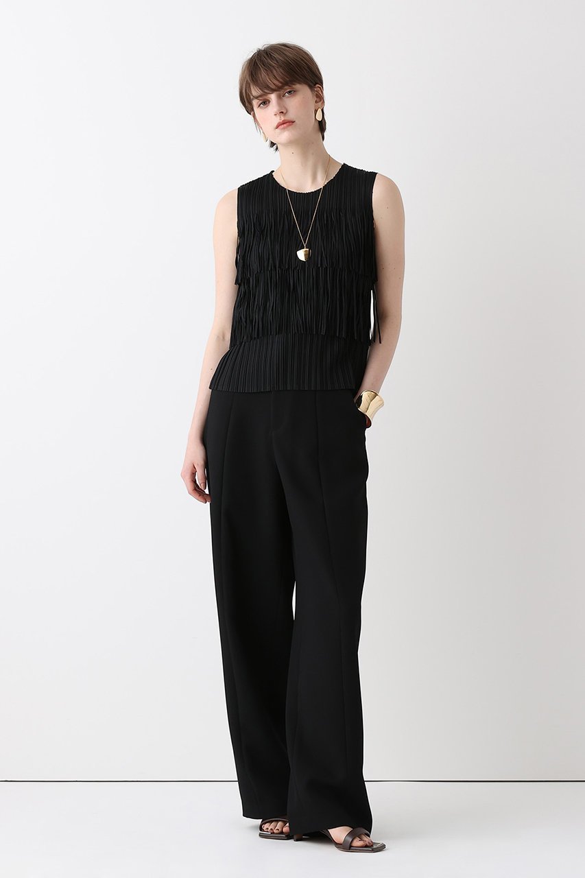 【アルアバイル/allureville】のプリーツフリンジプルオーバー 人気、トレンドファッション・服の通販 founy(ファニー) 　ファッション　Fashion　レディースファッション　Fashion for Women　トップス・カットソー　Cut & Sew Tops　キャミソール&ノースリーブ　Camisoles & Sleeveless Tops　シャツ・ブラウス・オフィスカジュアル　Elegant Blouses & Button-Ups　ロングTシャツ・Tシャツ　Longline T-Shirts & Tees　カジュアルプルオーバー・ニットトップス　Pullovers & Knit Tops / Casual Pullovers　カットソー・ベーシックTシャツ　Cut-and-Sewn Tops / Stretch Tees & Basics　キャミソール　Camisole, Spaghetti Strap Top　シンプル　Simple, Minimal　タンク　Tank Top, Sleeveless Top　バランス　Balance, Style Balance　フリンジ　Fringe, Tassel　プリーツ　Pleats, Pleated　ランダム　Random, Irregular　other-6|ID: prp329100004933047 ipo3291000000037026777