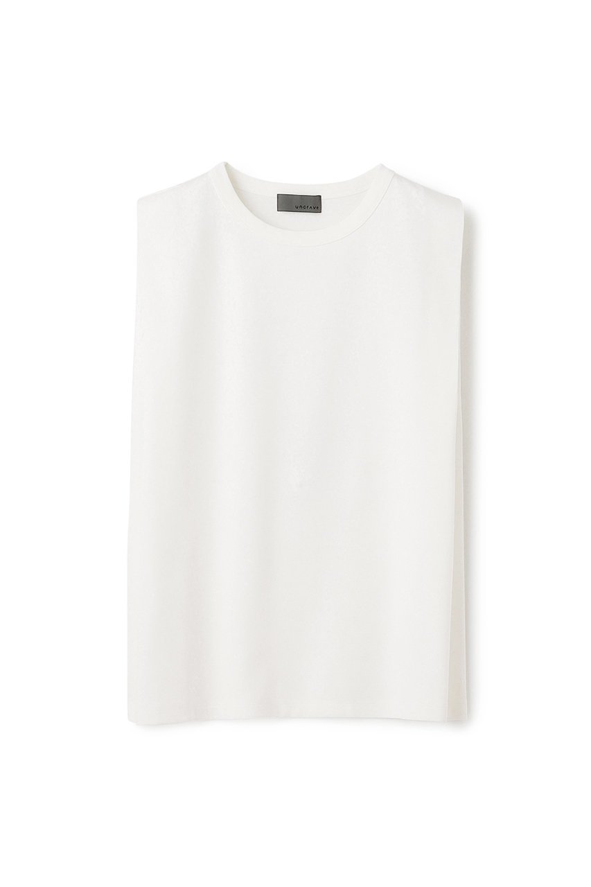 【アンクレイヴ/uncrave】のダブルフェイスジャージー ノースリーブカットソー 人気、トレンドファッション・服の通販 founy(ファニー) 　ファッション　Fashion　レディースファッション　Fashion for Women　トップス・カットソー　Cut & Sew Tops　キャミソール&ノースリーブ　Camisoles & Sleeveless Tops　シャツ・ブラウス・オフィスカジュアル　Elegant Blouses & Button-Ups　ロングTシャツ・Tシャツ　Longline T-Shirts & Tees　カットソー・ベーシックTシャツ　Cut-and-Sewn Tops / Stretch Tees & Basics　カットソー　Cut and Sewn Top　キャミソール　Camisole, Spaghetti Strap Top　ショルダー　Shoulder, Shoulder Strap　シルケット　Silket, Silky Cotton　タンク　Tank Top, Sleeveless Top　ダブル　Double, Double-Breasted　ノースリーブ　Sleeveless, No-Sleeve　フェイス　Face, Facial Design　定番　Standard, Basic Item　 other-1|ID: prp329100004933048 ipo3291000000037026780