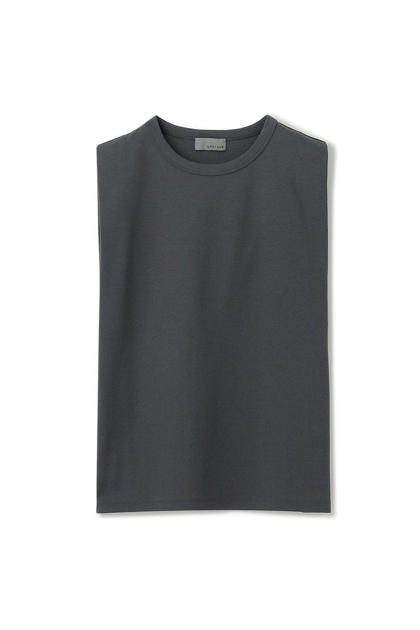 【アンクレイヴ/uncrave】のダブルフェイスジャージー ノースリーブカットソー インテリア・キッズ・メンズ・レディースファッション・服の通販 founy(ファニー) 　ファッション　Fashion　レディースファッション　Fashion for Women　トップス・カットソー　Cut & Sew Tops　キャミソール&ノースリーブ　Camisoles & Sleeveless Tops　シャツ・ブラウス・オフィスカジュアル　Elegant Blouses & Button-Ups　ロングTシャツ・Tシャツ　Longline T-Shirts & Tees　カットソー・ベーシックTシャツ　Cut-and-Sewn Tops / Stretch Tees & Basics　カットソー　Cut and Sewn Top　キャミソール　Camisole, Spaghetti Strap Top　ショルダー　Shoulder, Shoulder Strap　シルケット　Silket, Silky Cotton　タンク　Tank Top, Sleeveless Top　ダブル　Double, Double-Breasted　ノースリーブ　Sleeveless, No-Sleeve　フェイス　Face, Facial Design　定番　Standard, Basic Item　スレート|ID: prp329100004933048 ipo3291000000037026782
