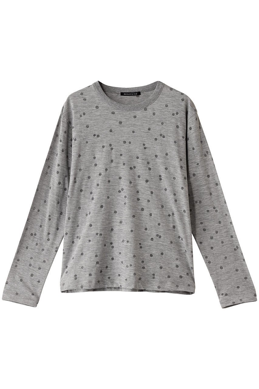 【ミズイロ インド/mizuiro ind】のburn out dots print long T Tシャツ インテリア・キッズ・メンズ・レディースファッション・服の通販 founy(ファニー) 　ファッション　Fashion　レディースファッション　Fashion for Women　トップス・カットソー　Cut & Sew Tops　シャツ・ブラウス・オフィスカジュアル　Elegant Blouses & Button-Ups　ロングTシャツ・Tシャツ　Longline T-Shirts & Tees　カットソー・ベーシックTシャツ　Cut-and-Sewn Tops / Stretch Tees & Basics　インナー　Innerwear　スリーブ　Sleeve, Long Sleeve / Short Sleeve　ドット　Polka Dot, Dot Pattern　フィット　Fit, Slim Fit　ランダム　Random, Irregular　ロング　Long, Long-Length　gray|ID: prp329100004933055 ipo3291000000037026834