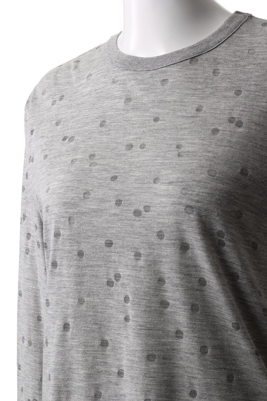 【ミズイロ インド/mizuiro ind】のburn out dots print long T Tシャツ 人気、トレンドファッション・服の通販 founy(ファニー) 　ファッション　Fashion　レディースファッション　Fashion for Women　トップス・カットソー　Cut & Sew Tops　シャツ・ブラウス・オフィスカジュアル　Elegant Blouses & Button-Ups　ロングTシャツ・Tシャツ　Longline T-Shirts & Tees　カットソー・ベーシックTシャツ　Cut-and-Sewn Tops / Stretch Tees & Basics　インナー　Innerwear　スリーブ　Sleeve, Long Sleeve / Short Sleeve　ドット　Polka Dot, Dot Pattern　フィット　Fit, Slim Fit　ランダム　Random, Irregular　ロング　Long, Long-Length　other-5|ID: prp329100004933055 ipo3291000000037026846