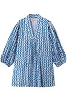 【エスゼット ブロックプリント/SZ Blockprints】のLARA DRESS WAVY チュニックドレス ブルー|ID: prp329100004933057 ipo3291000000037026850