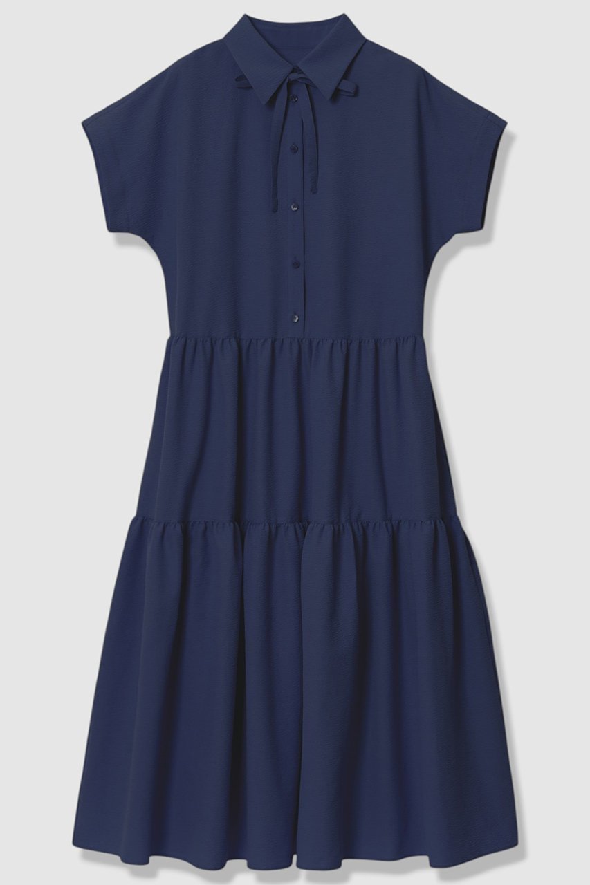 【アナイ/ANAYI】のラミーサッカーティアードシャツ ワンピース インテリア・キッズ・メンズ・レディースファッション・服の通販 founy(ファニー) 　ファッション　Fashion　レディースファッション　Fashion for Women　ワンピース　Dresses　シャツワンピース / 1枚で着映えコーデ　Shirt Dresses　チュニック　Tunic Tops & Dresses　エレガント 上品　Elegant　サッカー　Seersucker, Summer Fabric　スタイリッシュ　Stylish, Fashionable　ストレッチ　Stretch, Stretchy Fabric　スリーブ　Sleeve, Long Sleeve / Short Sleeve　チュニック　Tunic, Long Top　ティアードスカート　Tiered Skirt, Flounced Skirt　フレンチ　French, French Style　リネン　Linen, Linen Fabric　リボン　Ribbon, Bow　リュクス　Luxury, Elegant, High-End, Chic　ロング　Long, Long-Length　夏　Summer　新作・新入荷　New Arrivals / New In　ネイビー|ID: prp329100004933063 ipo3291000000037026888