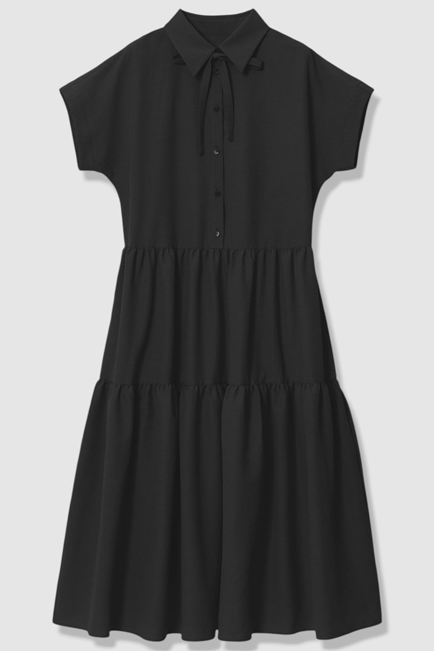 【アナイ/ANAYI】のラミーサッカーティアードシャツ ワンピース インテリア・キッズ・メンズ・レディースファッション・服の通販 founy(ファニー) 　ファッション　Fashion　レディースファッション　Fashion for Women　ワンピース　Dresses　シャツワンピース / 1枚で着映えコーデ　Shirt Dresses　チュニック　Tunic Tops & Dresses　エレガント 上品　Elegant　サッカー　Seersucker, Summer Fabric　スタイリッシュ　Stylish, Fashionable　ストレッチ　Stretch, Stretchy Fabric　スリーブ　Sleeve, Long Sleeve / Short Sleeve　チュニック　Tunic, Long Top　ティアードスカート　Tiered Skirt, Flounced Skirt　フレンチ　French, French Style　リネン　Linen, Linen Fabric　リボン　Ribbon, Bow　リュクス　Luxury, Elegant, High-End, Chic　ロング　Long, Long-Length　夏　Summer　新作・新入荷　New Arrivals / New In　ブラック|ID: prp329100004933063 ipo3291000000037026890